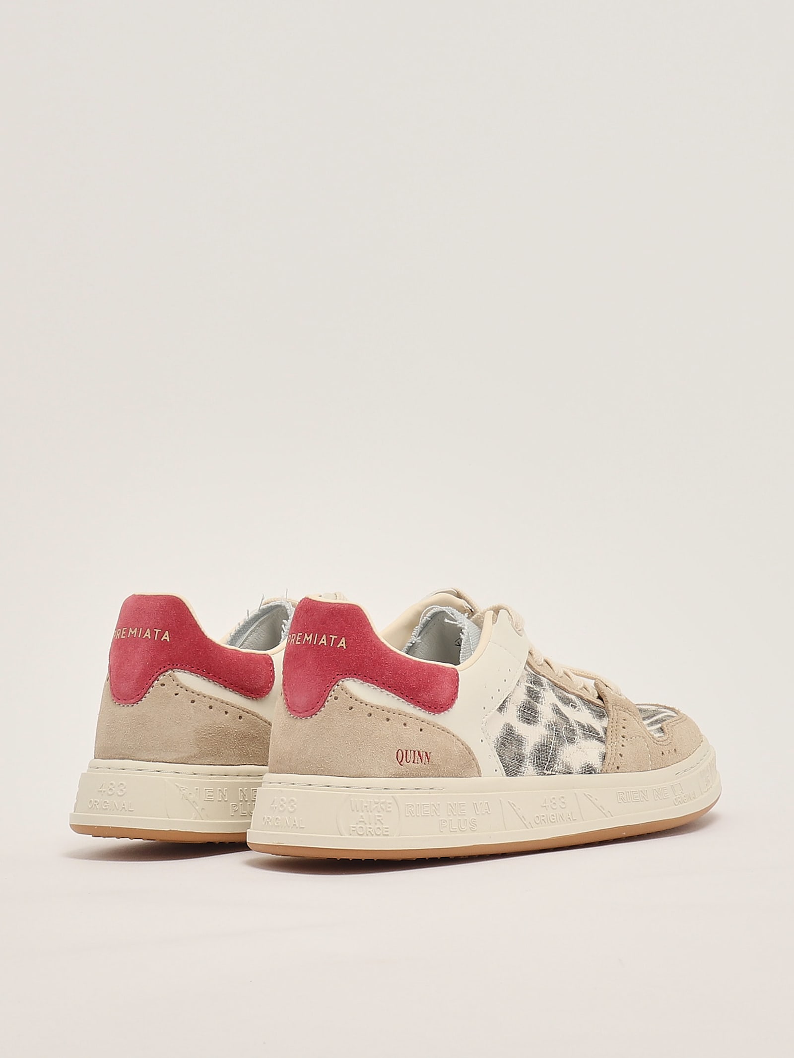 Premiata Quinn Leopard-print Low-top Sneakers In Ecru-animalier