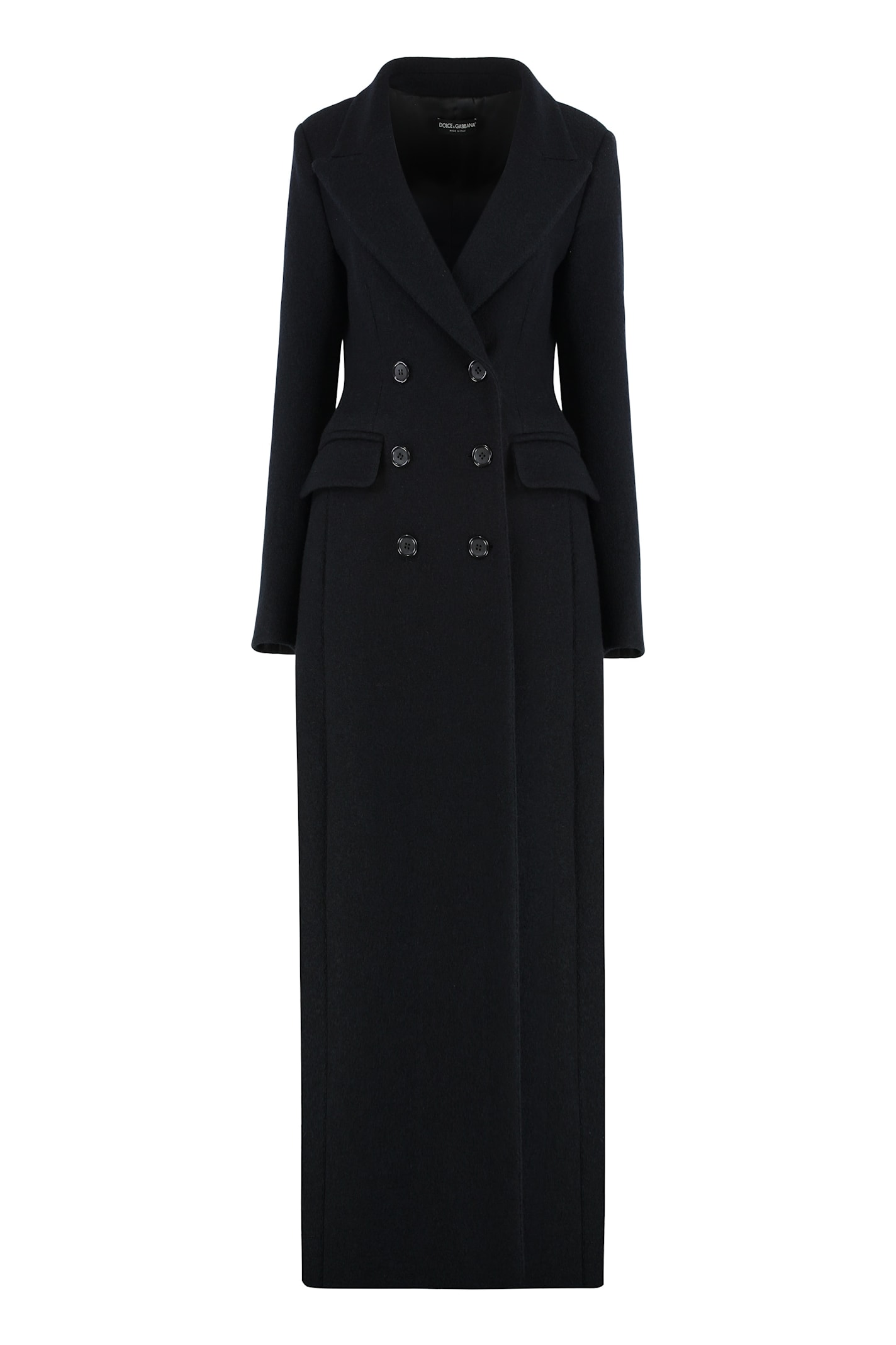 Dolce & Gabbana Double-breasted Coat In Wool In Black