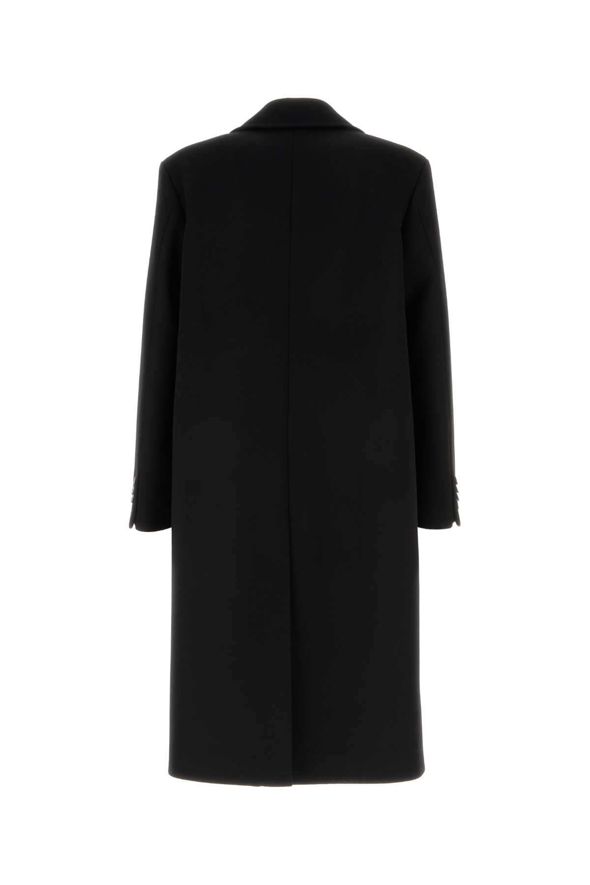 Valentino Garavani Wool Blend Coat In Nero