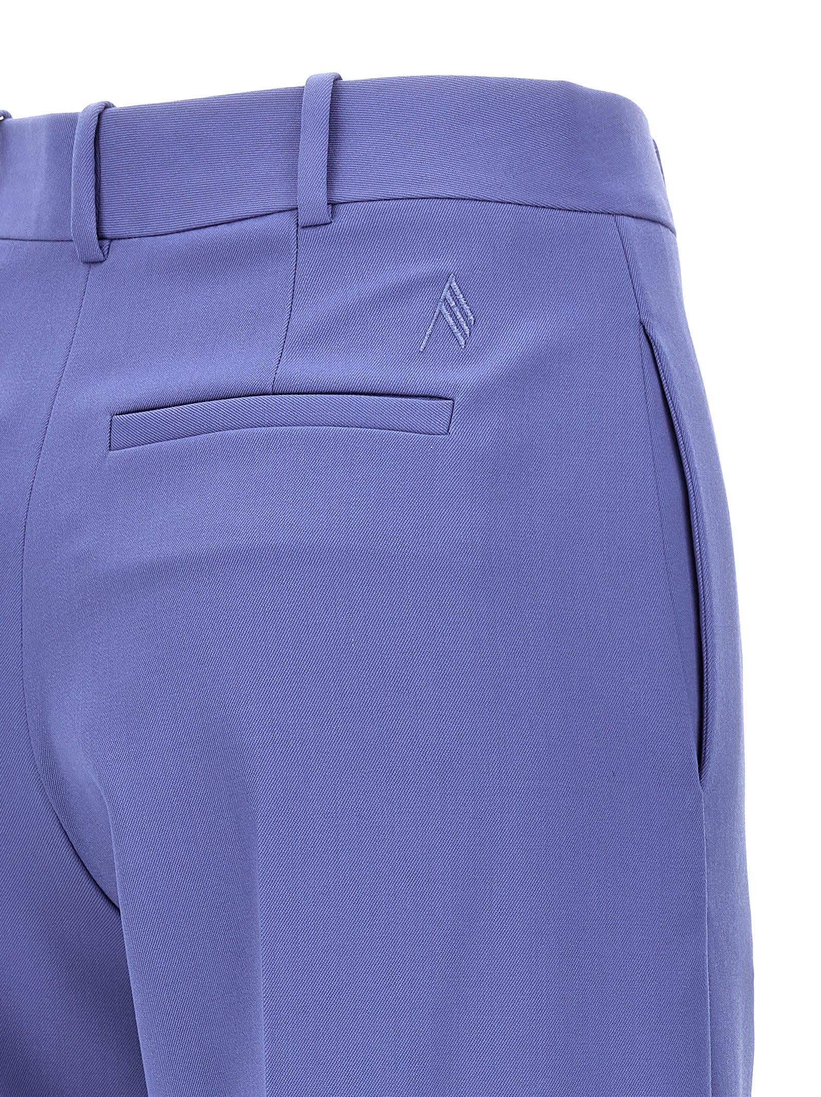 Shop Attico Jagger Wool Trousers In Purple