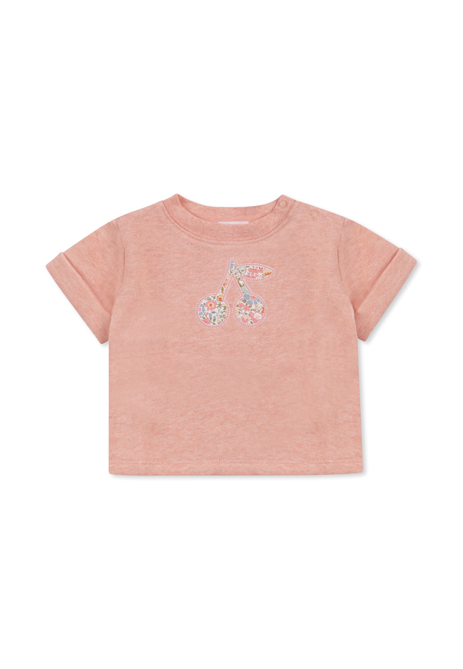 Bonpoint Pink T-shirt For Baby Girl With Cherries In Pink