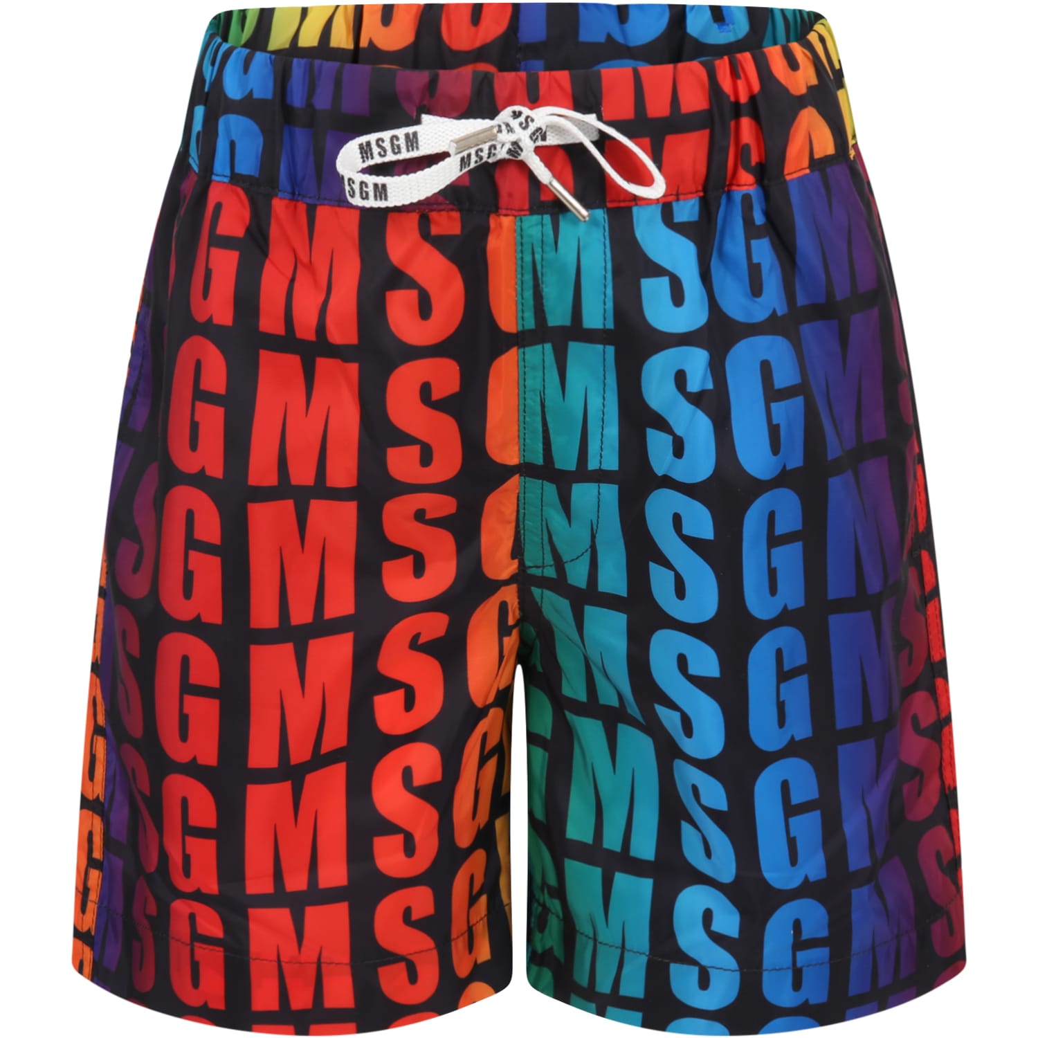 MSGM Black Swimshort For Boy With Logos