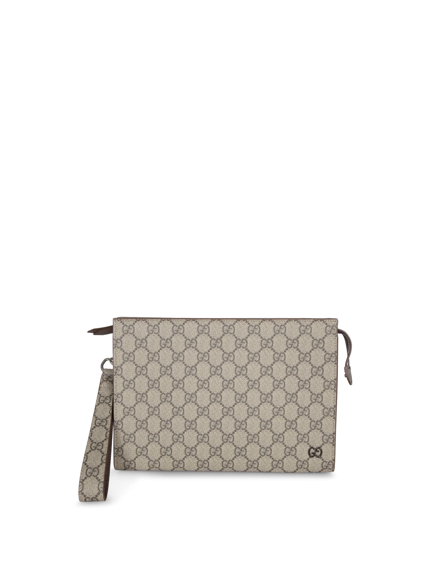 Gucci Supreme Gg Beige Pouch In Sand