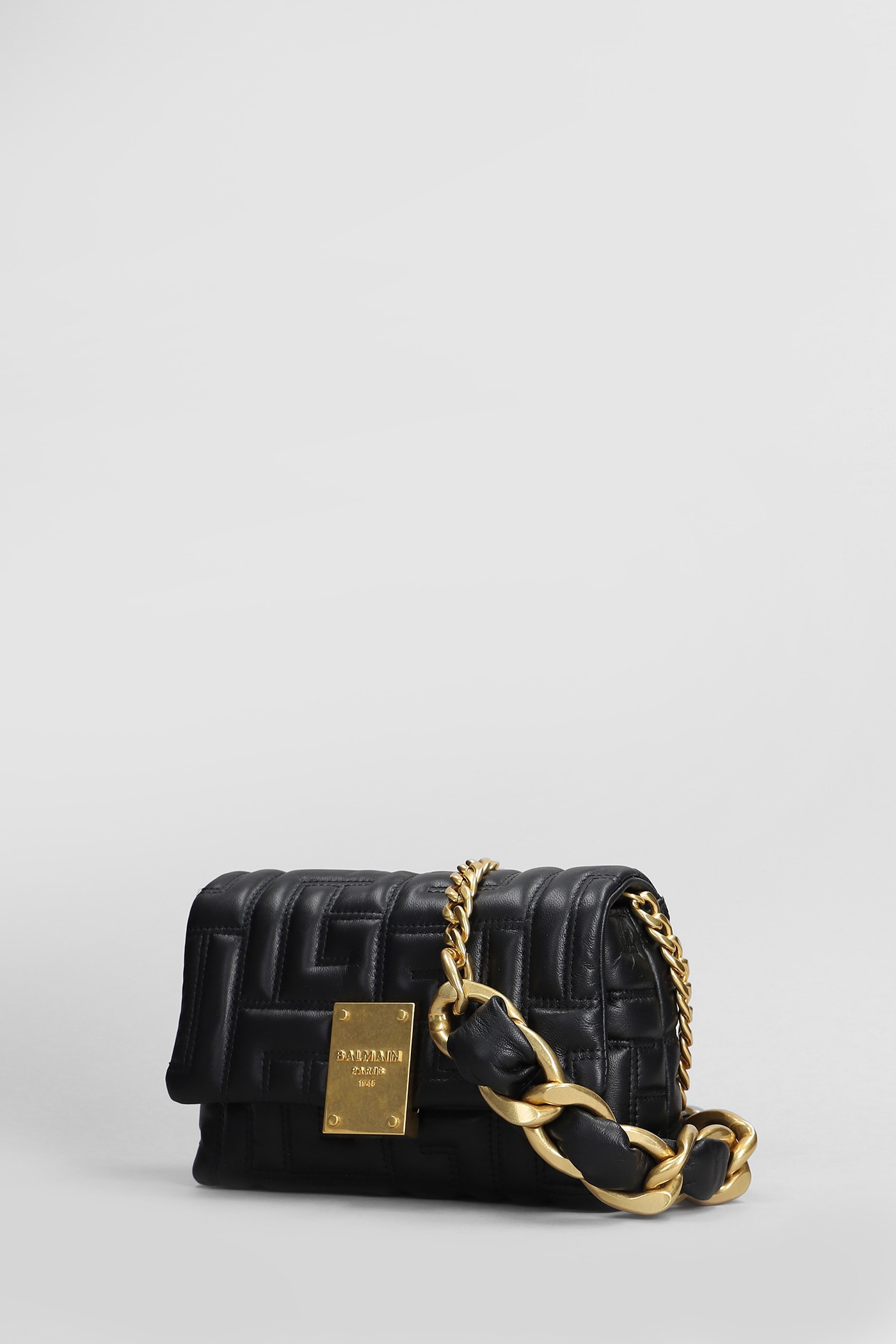 Shop Balmain 1945 Soft Shoulder Bag In Black Leather