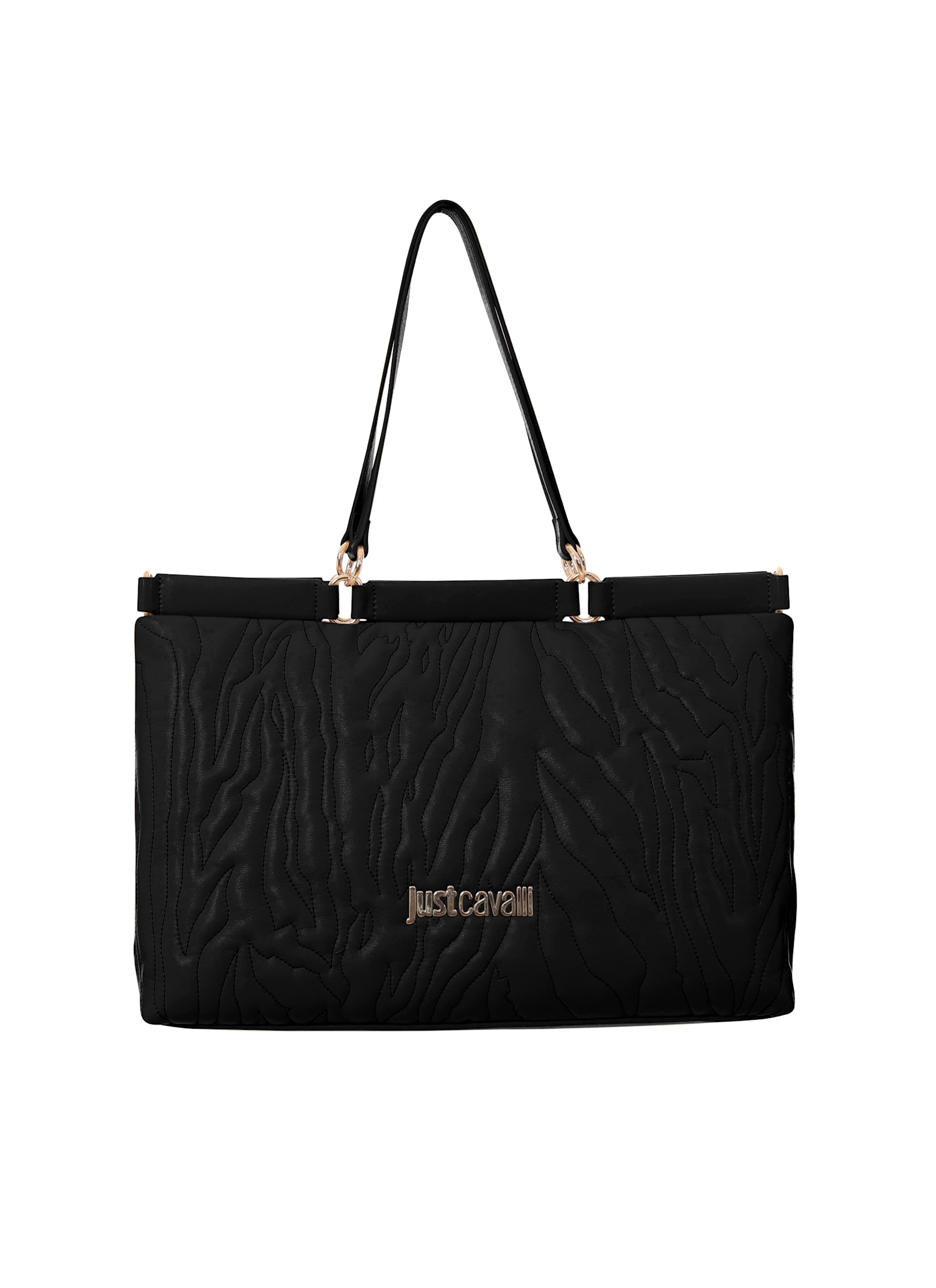 Just Cavalli Tote Bag In Black