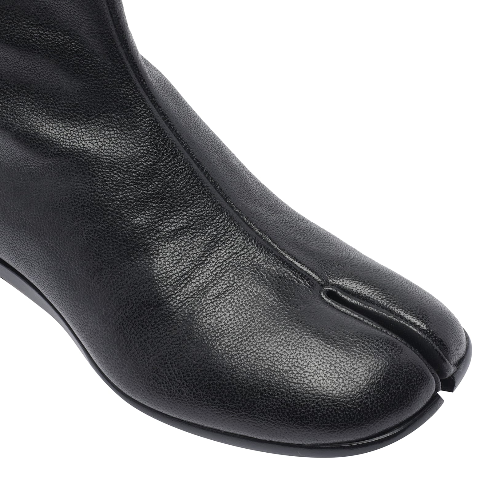 Maison Margiela Vintage Leather Tabi Boots In Black