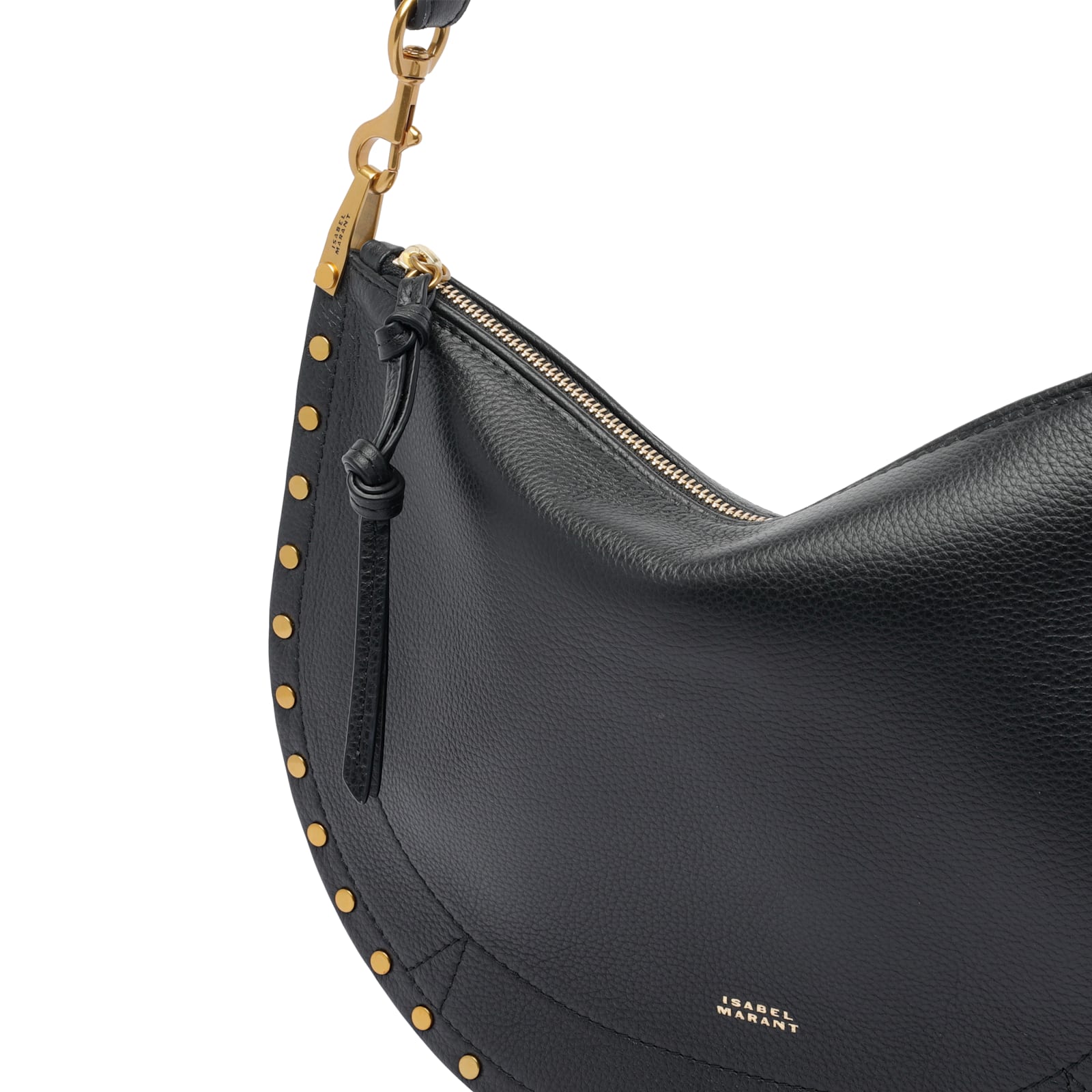 Isabel Marant Oskan Studded Grainy Leather Shoulder Bag In Black