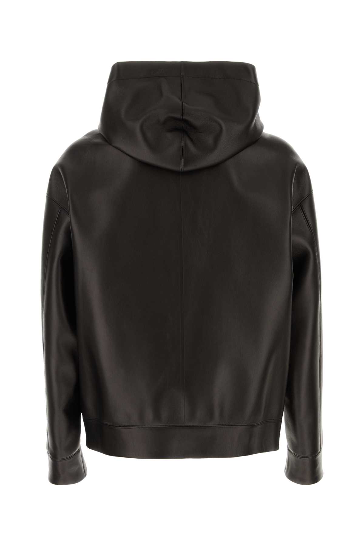 Shop Valentino Black Leather Jacket In Nero