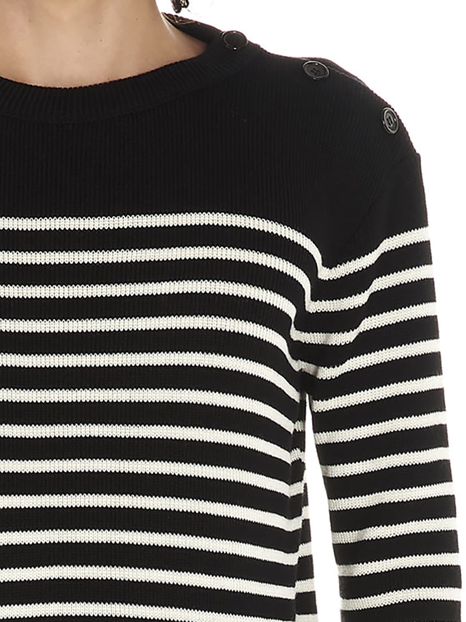 Saint Laurent Black & Off-white Stripe Sweater | ModeSens