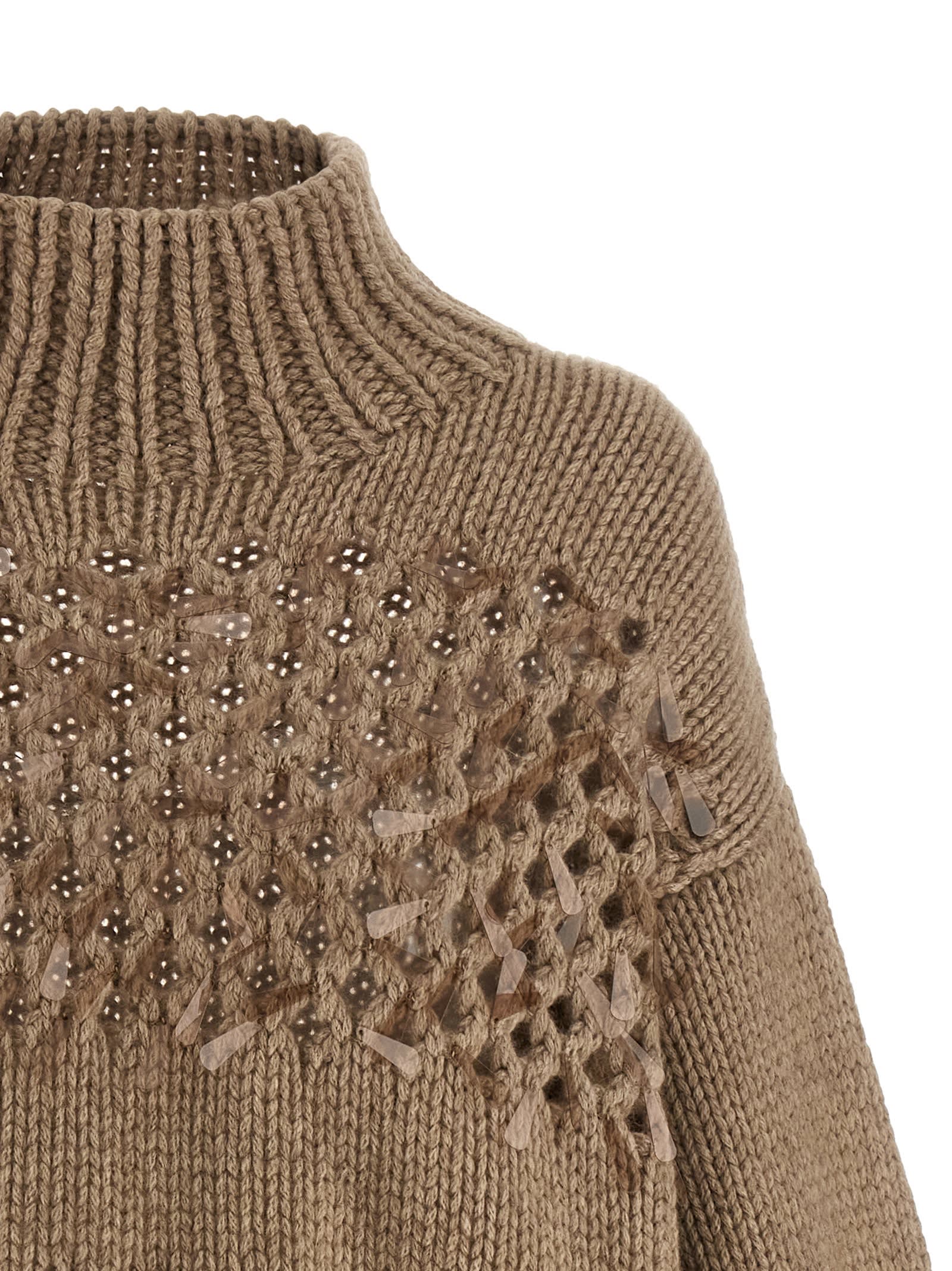 Brunello Cucinelli Drop Sequin Sweater Sweaters And Cardigans Beige In Brown