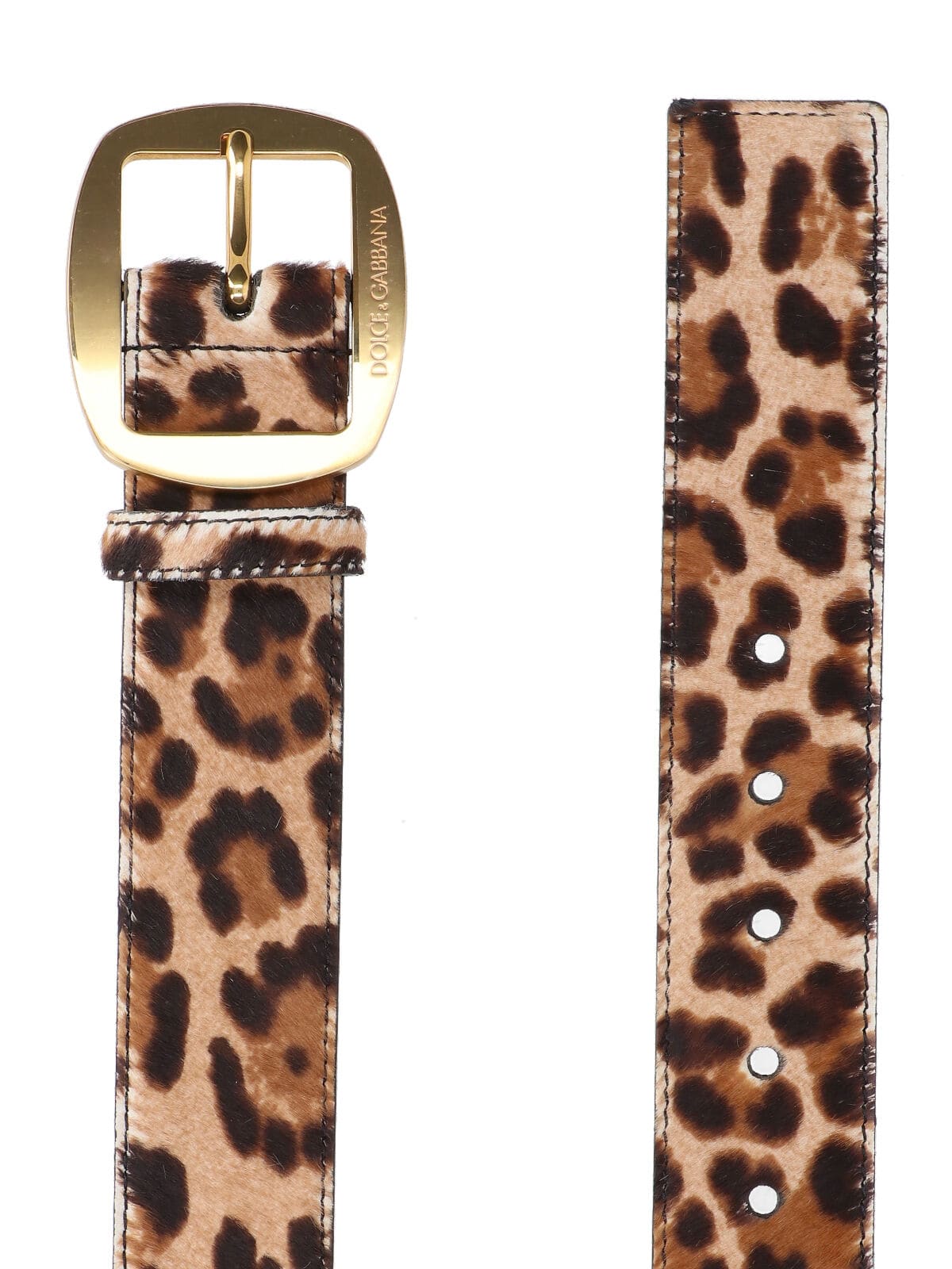 Dolce & Gabbana Animal Print Adjustable Belt With Gold Buckle In Animal Print