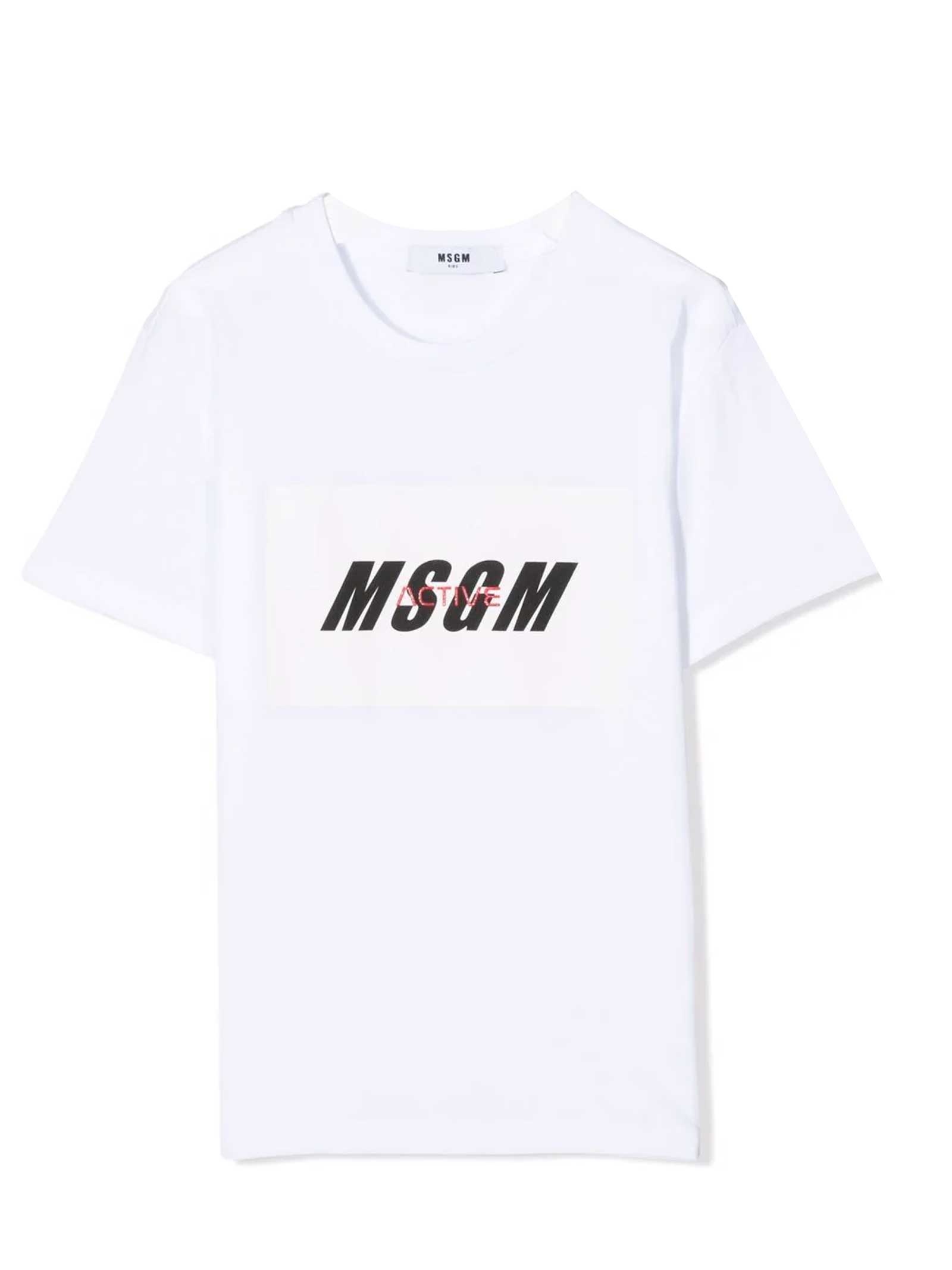 MSGM White T-shirt With Black Logo