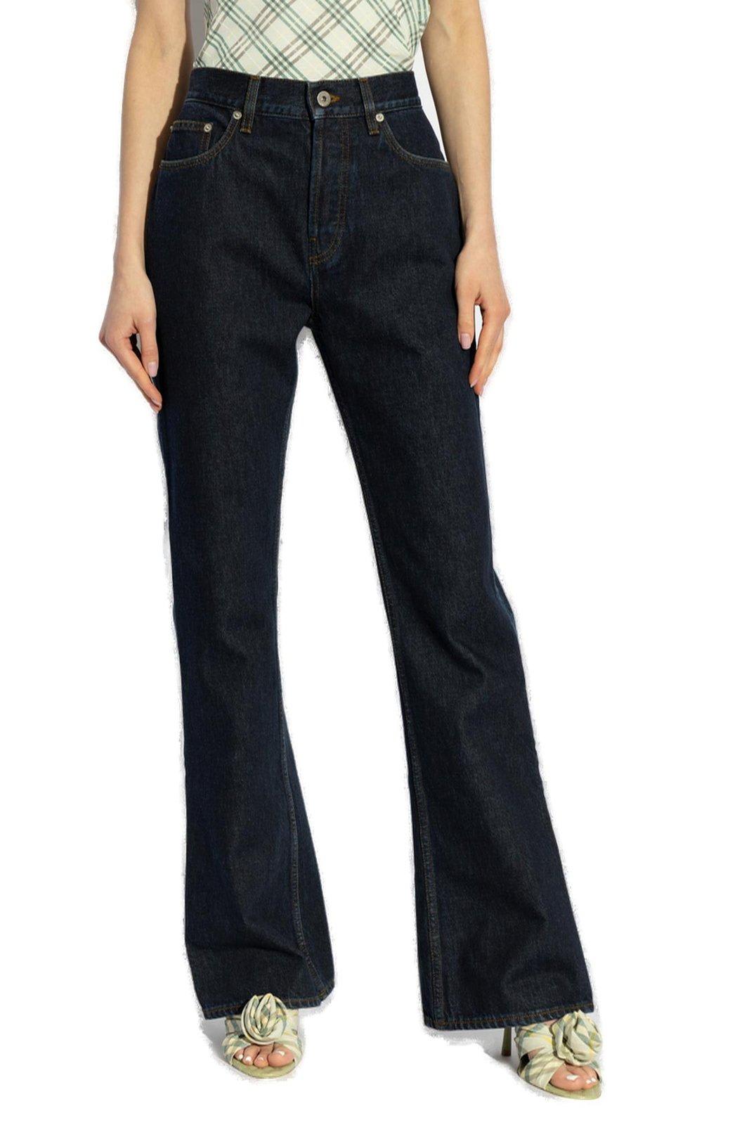 Shop Burberry Logo Patch Flared-leg Jeans In Denim