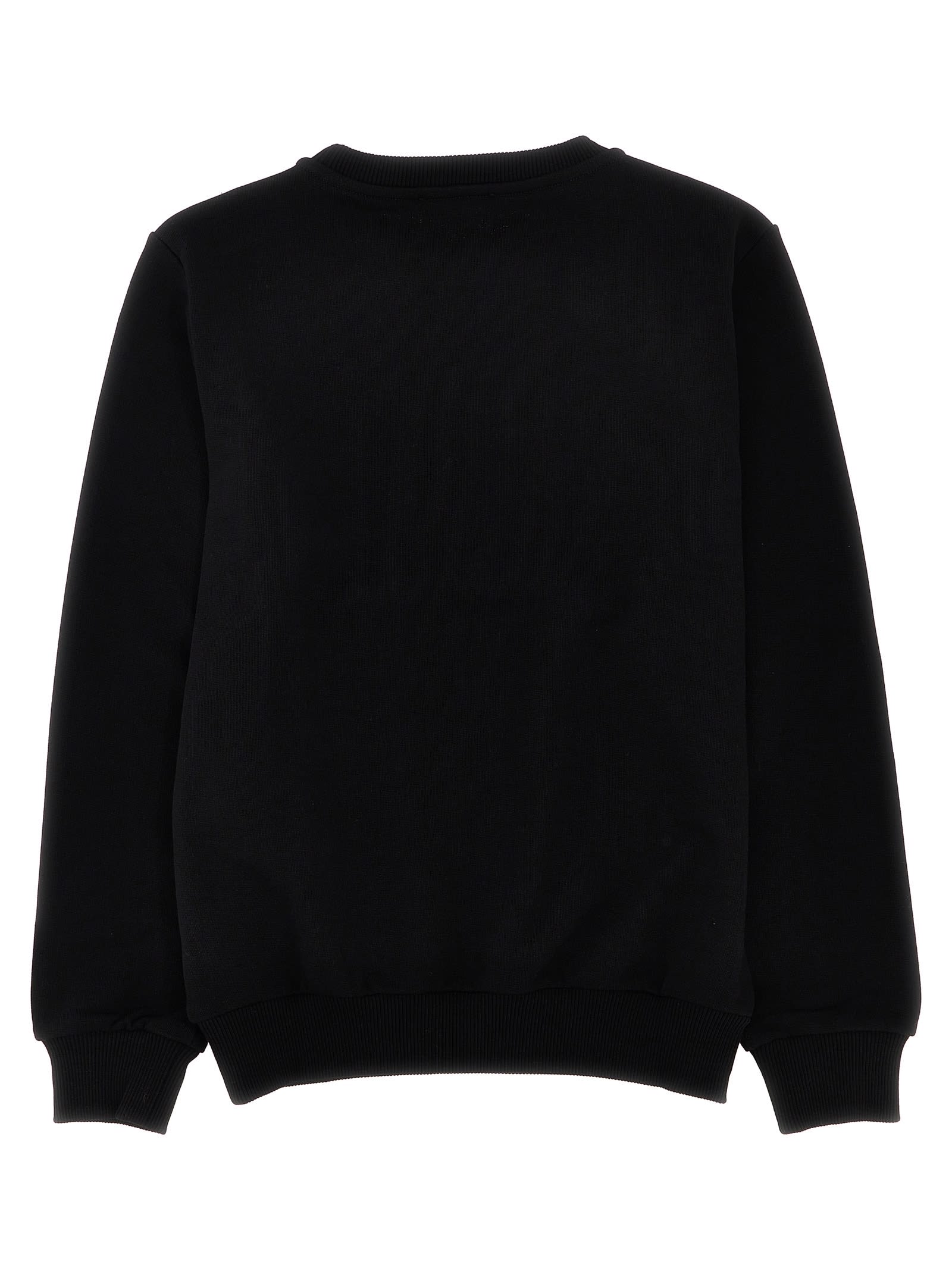 Shop Balmain Flocked Logo Sweatshirt In Black/white