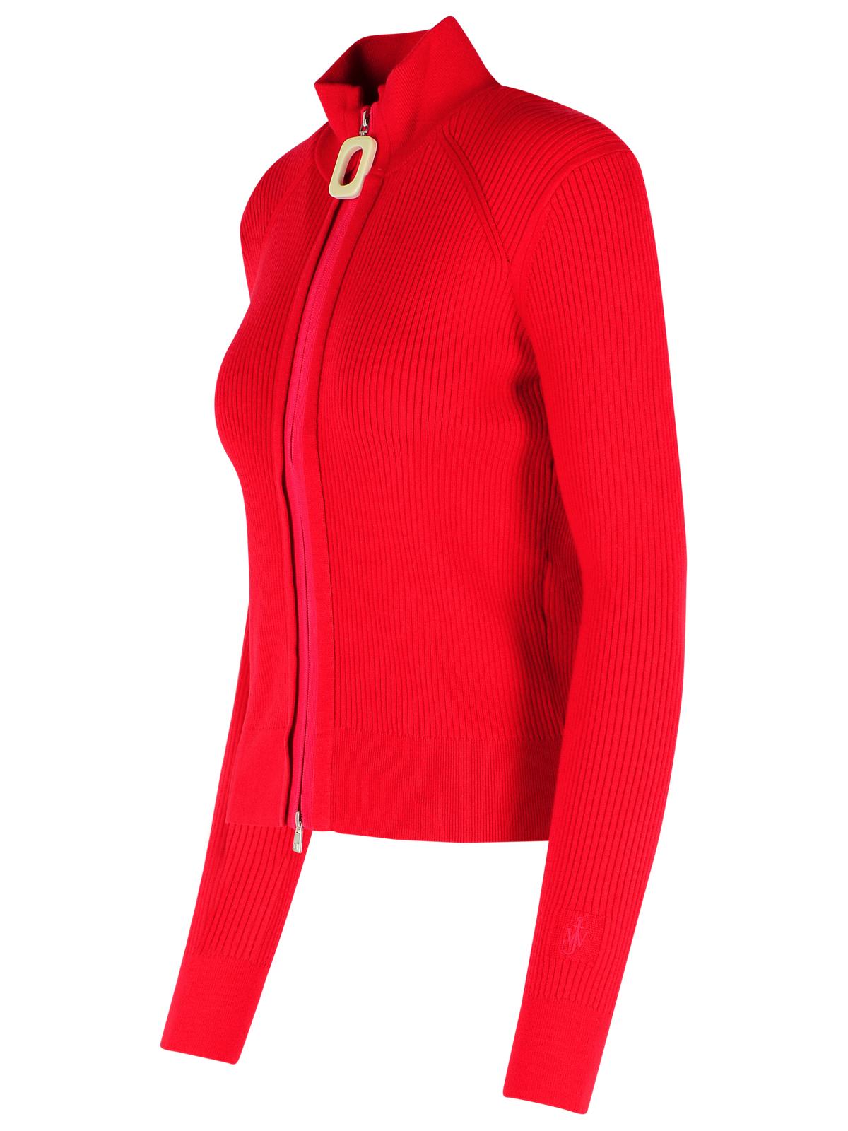 Jw Anderson J. W. Anderson Fitted Cardigan With Zipper In Red