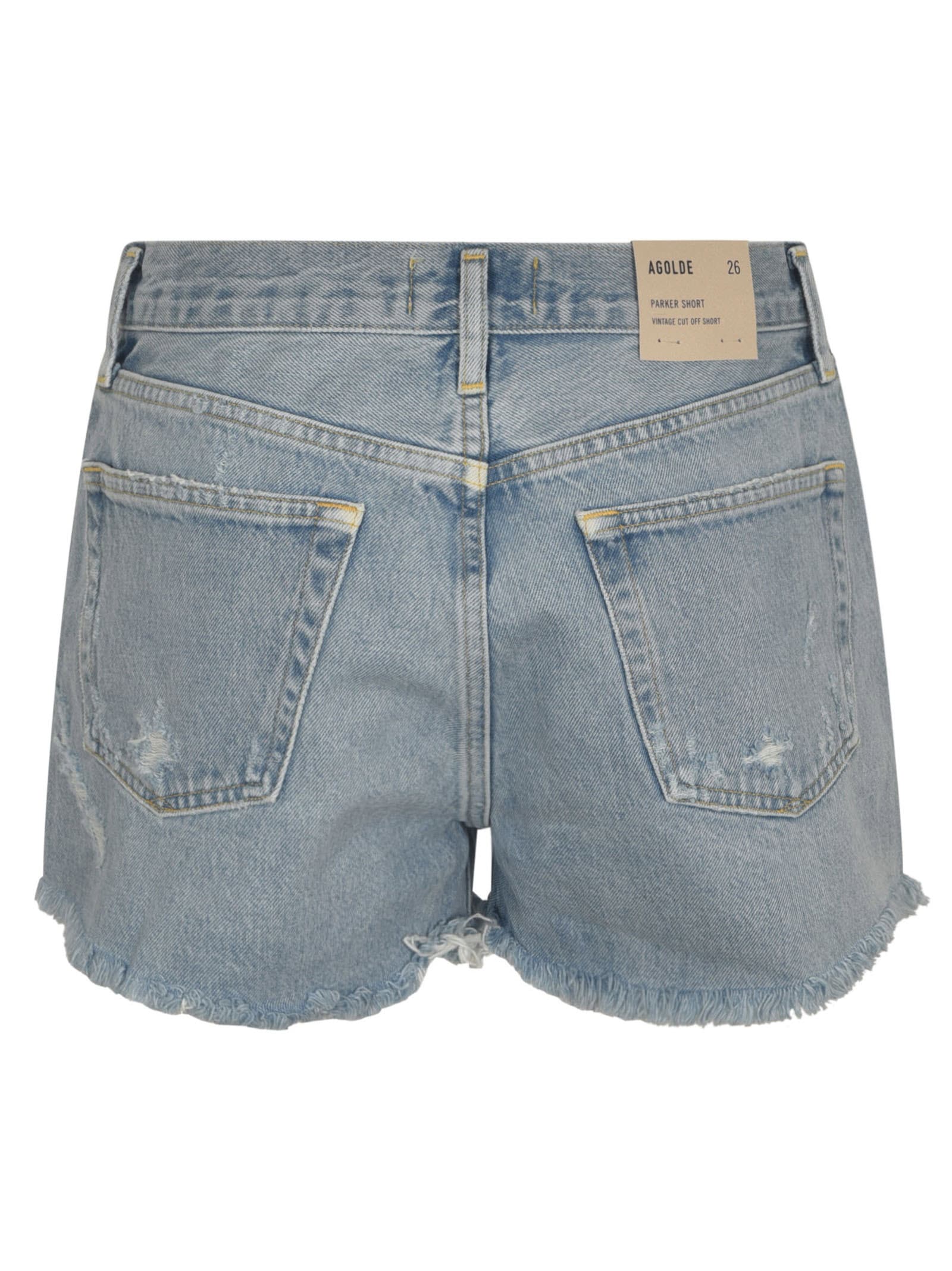 Shop Agolde Distressed Denim Shorts In Swap