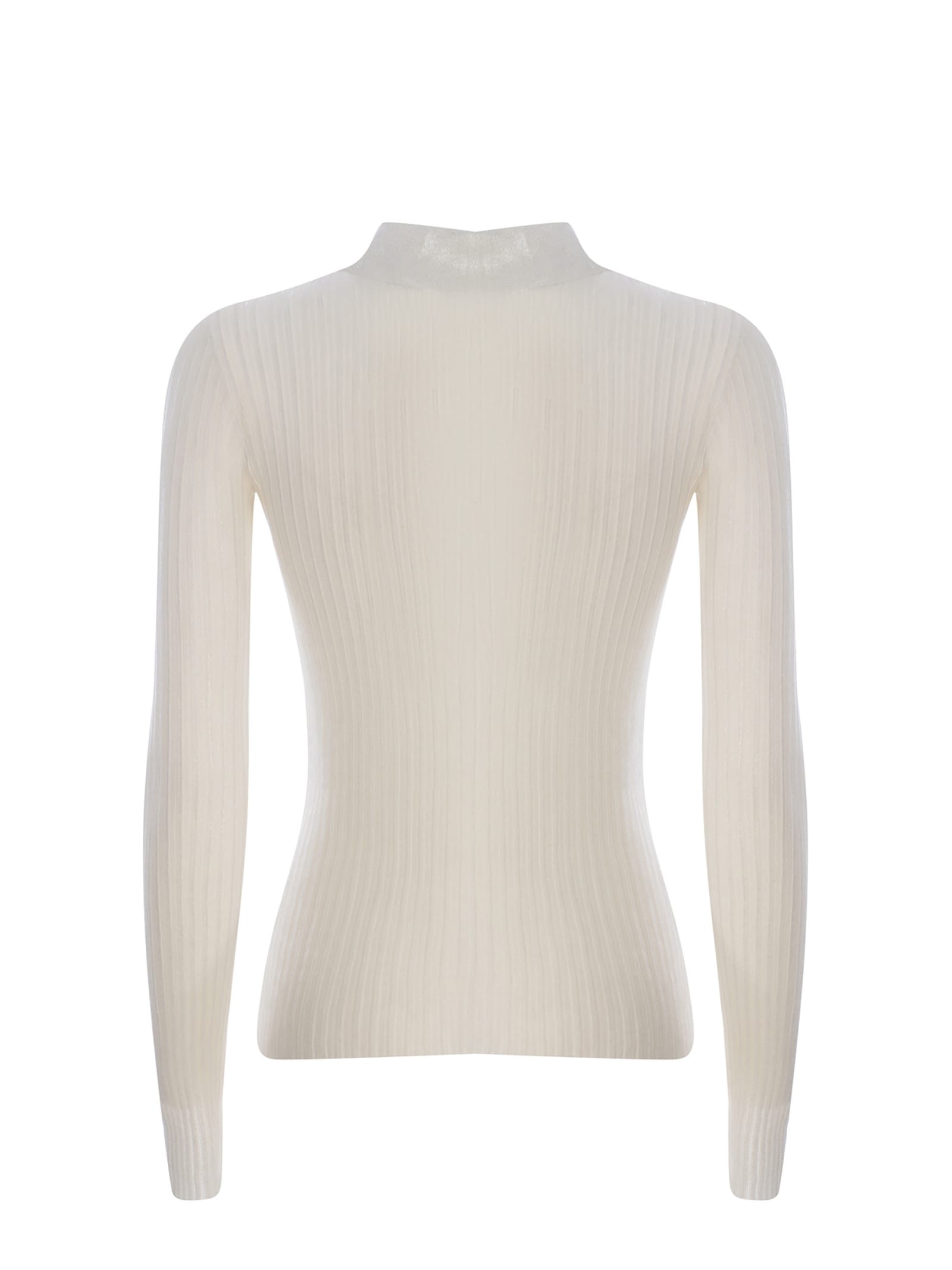 Shop Pinko Sweater  Rush Made With Lurex Ribs In Bianco