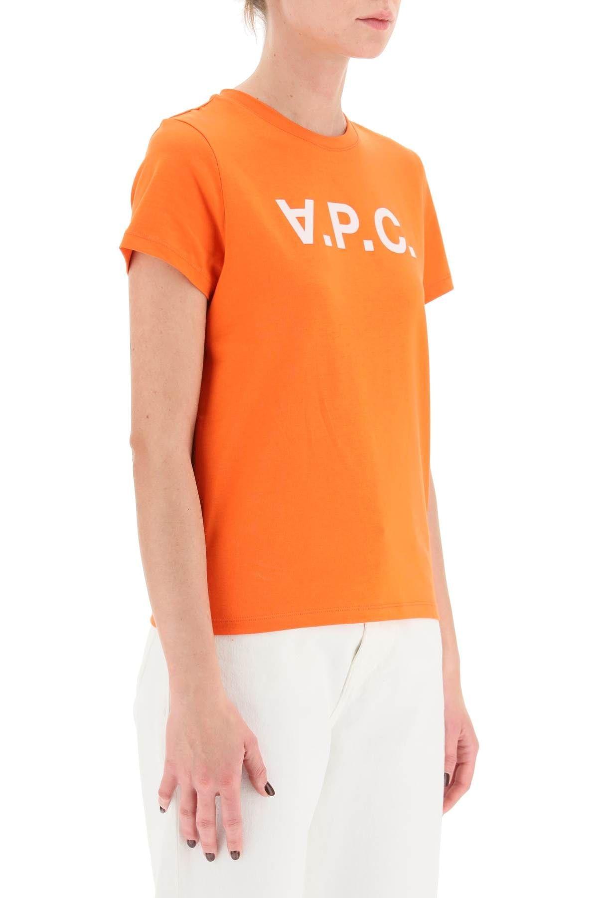 Shop Apc T-shirt With Flocked Vpc Logo In Orange