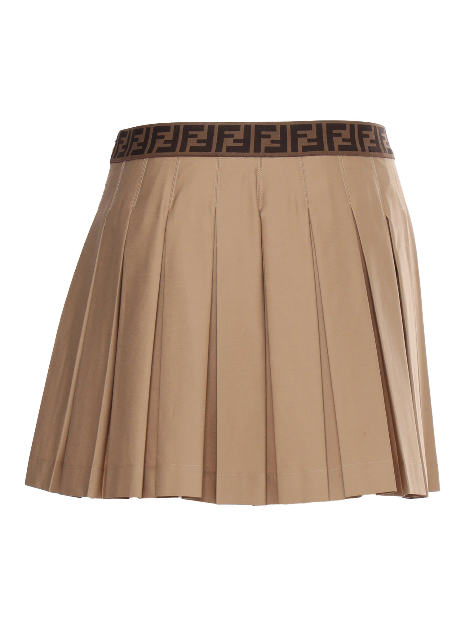 Shop Fendi Beige Gabardine Skirt