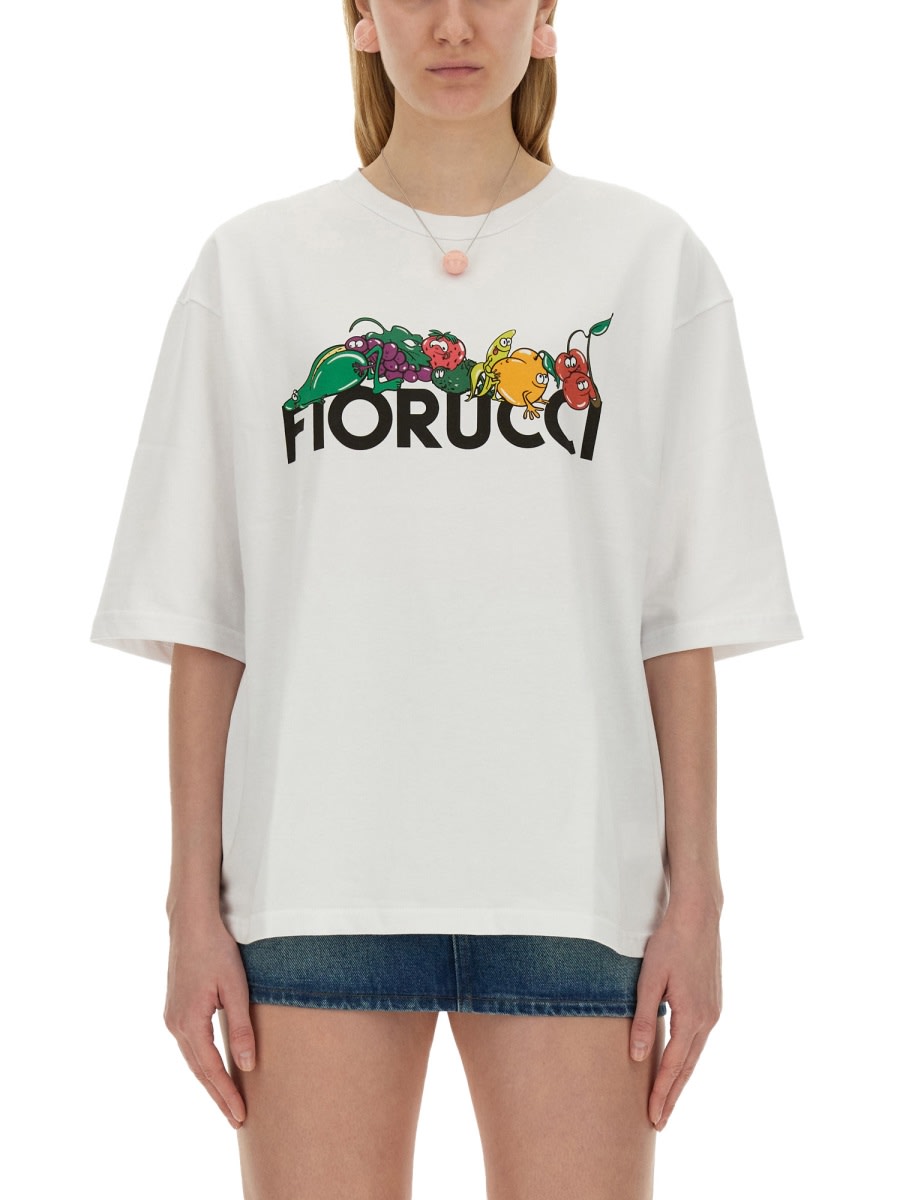 Shop Fiorucci Fruit Print T-shirt In Bianco
