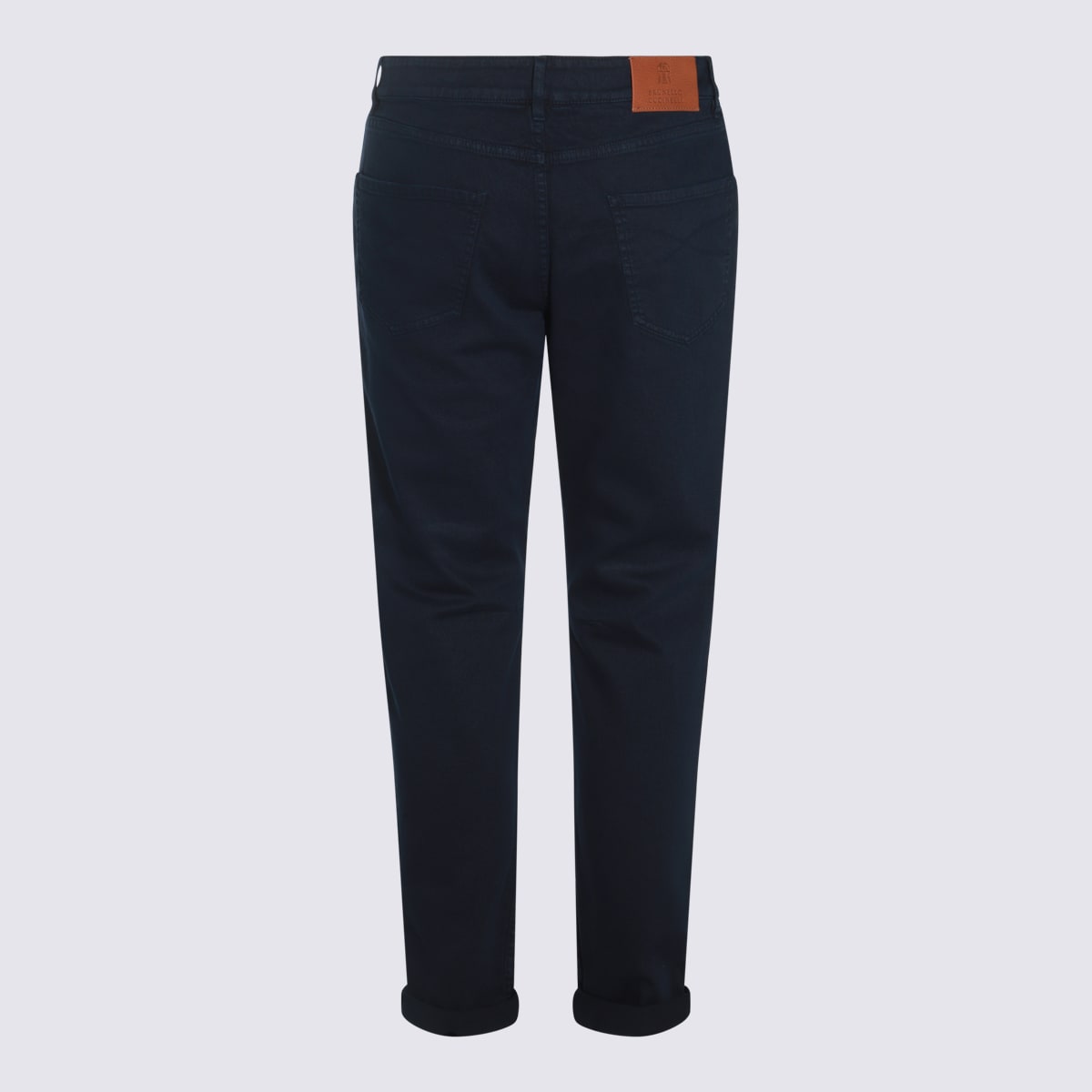 Shop Brunello Cucinelli Navy Blue Cotton Jeans