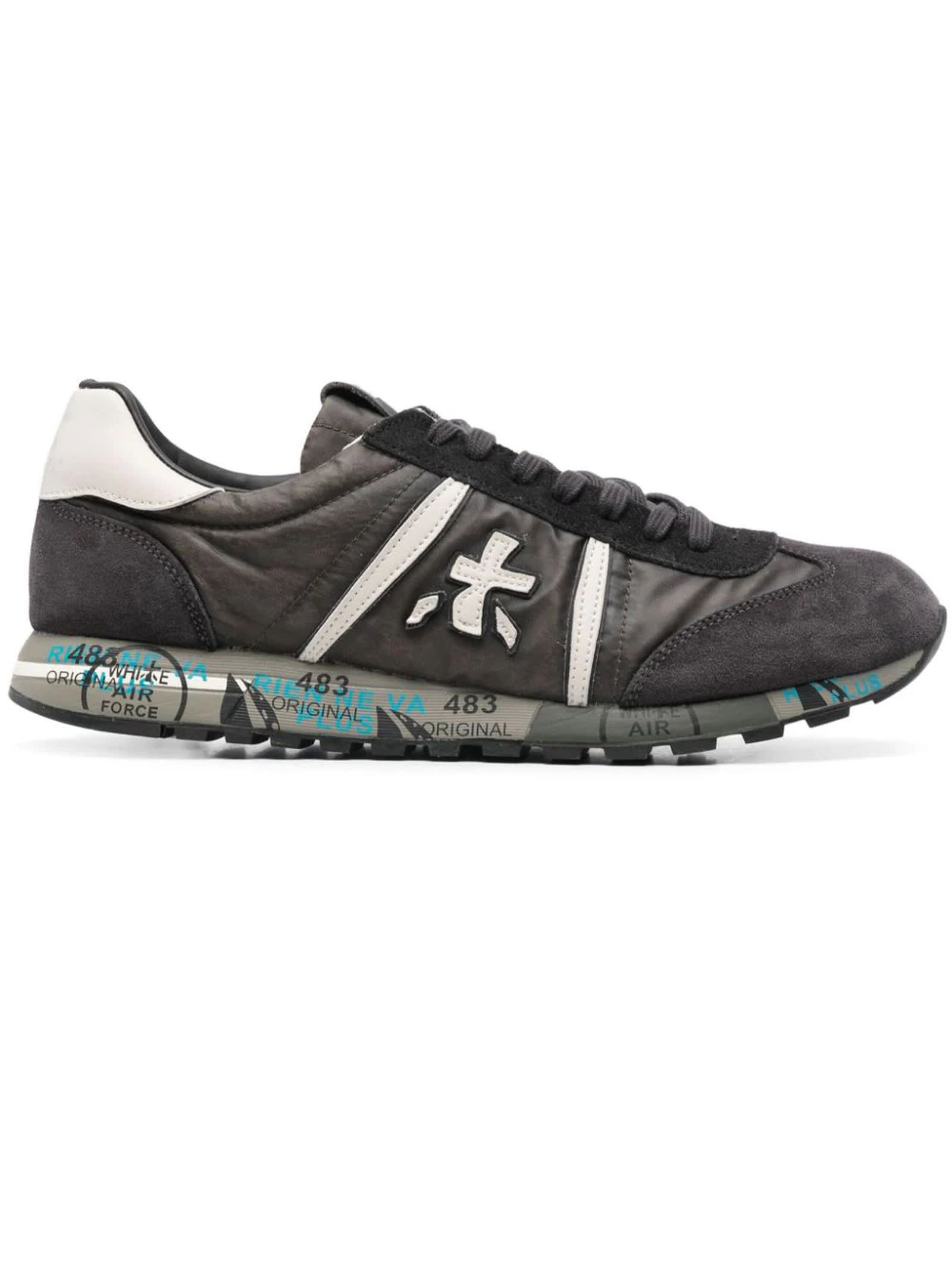 Shop Premiata Grey Suede Lucy Sneakers