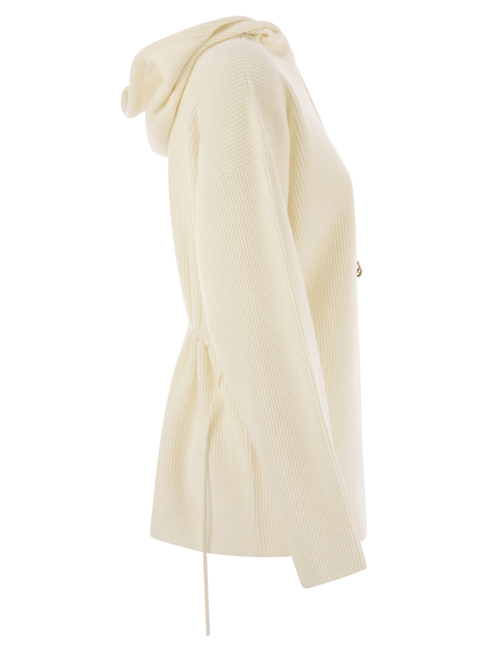 Fabiana Filippi English Ribbed Hooded Sweater In White