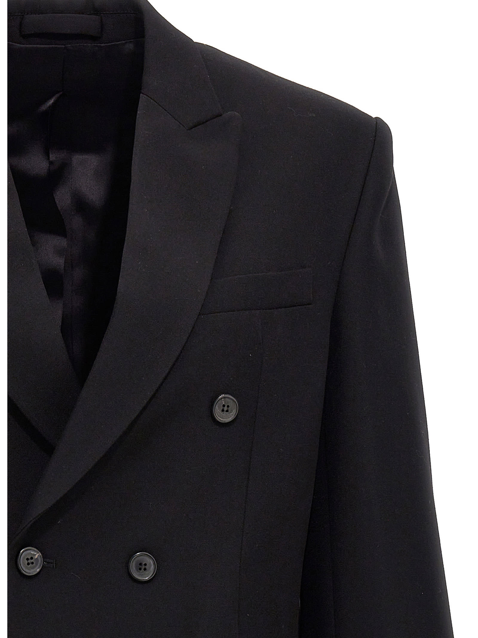 Shop Wardrobe.nyc Wool Double Breast Blazer Jacket In Black