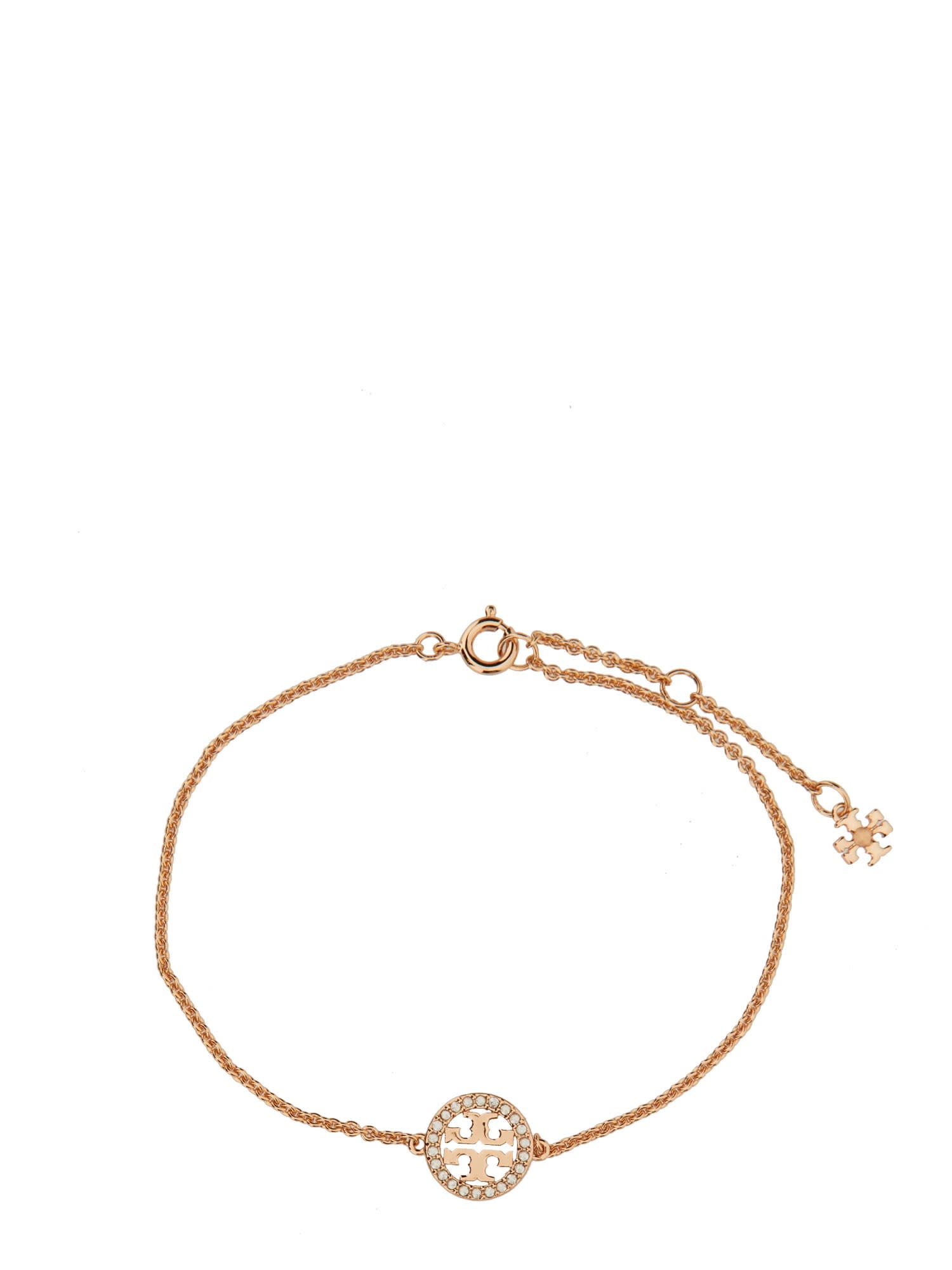 Tory Burch Pave Logo Miller Chain Bracelet In Rosa