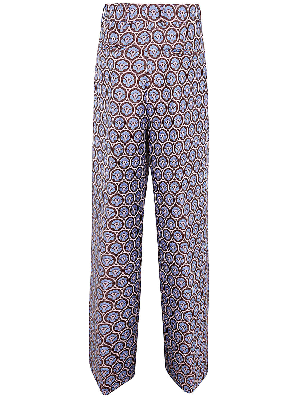 Shop Etro Jcaquard Trouser With Pences In Light Blue Multi