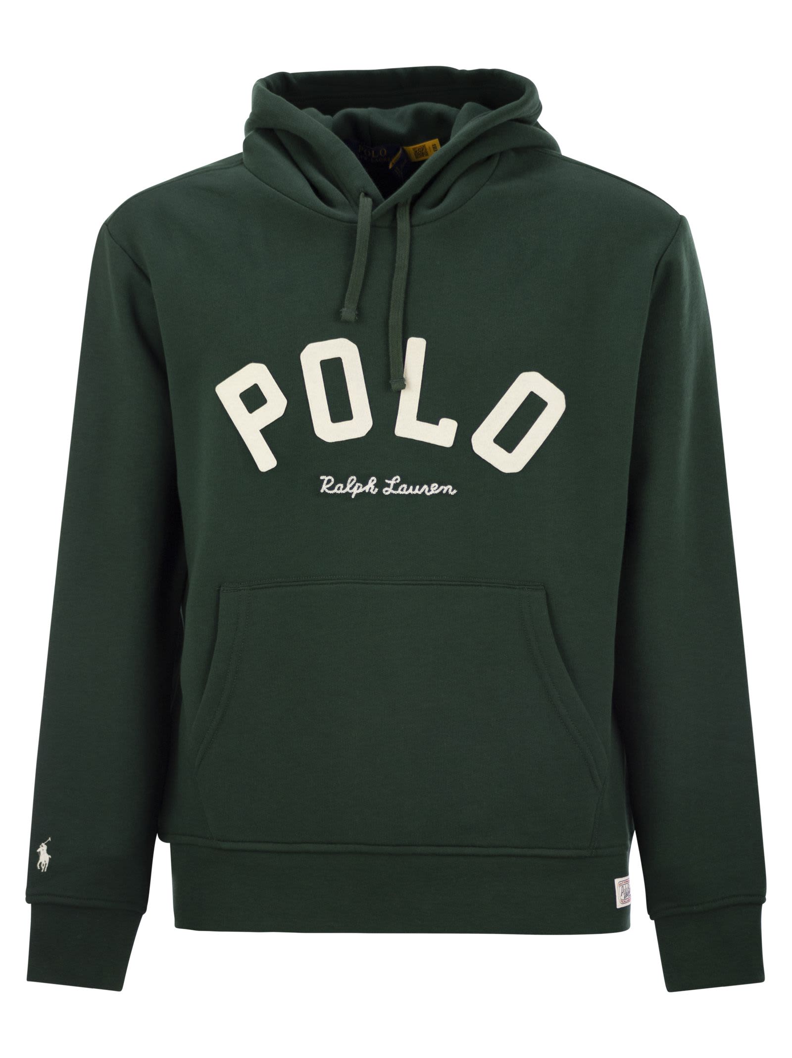 Shop Polo Ralph Lauren Rl Sweatshirt With Hood And Logo In Green