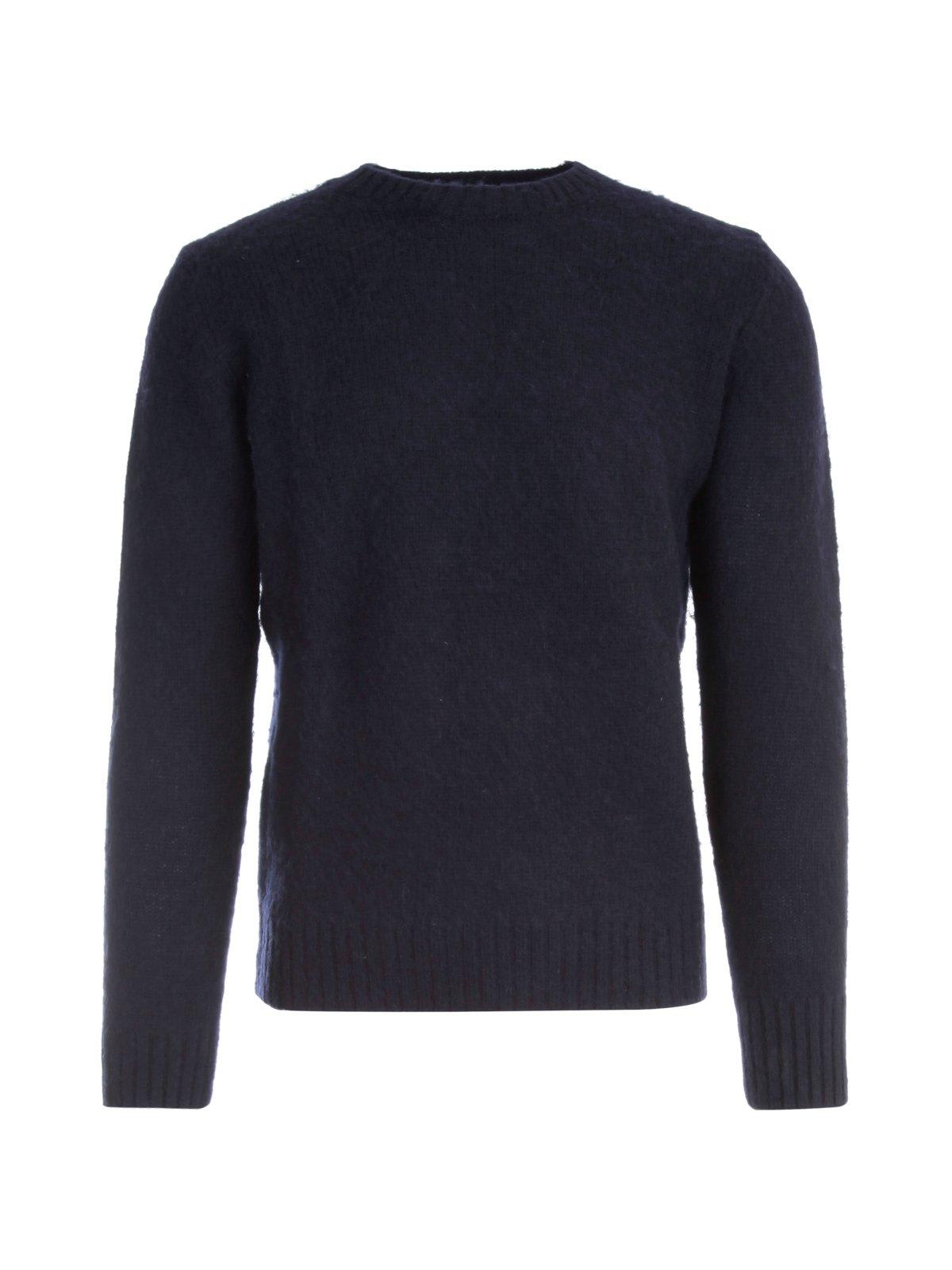 Aspesi Crewneck Knitted Sweater In Navy