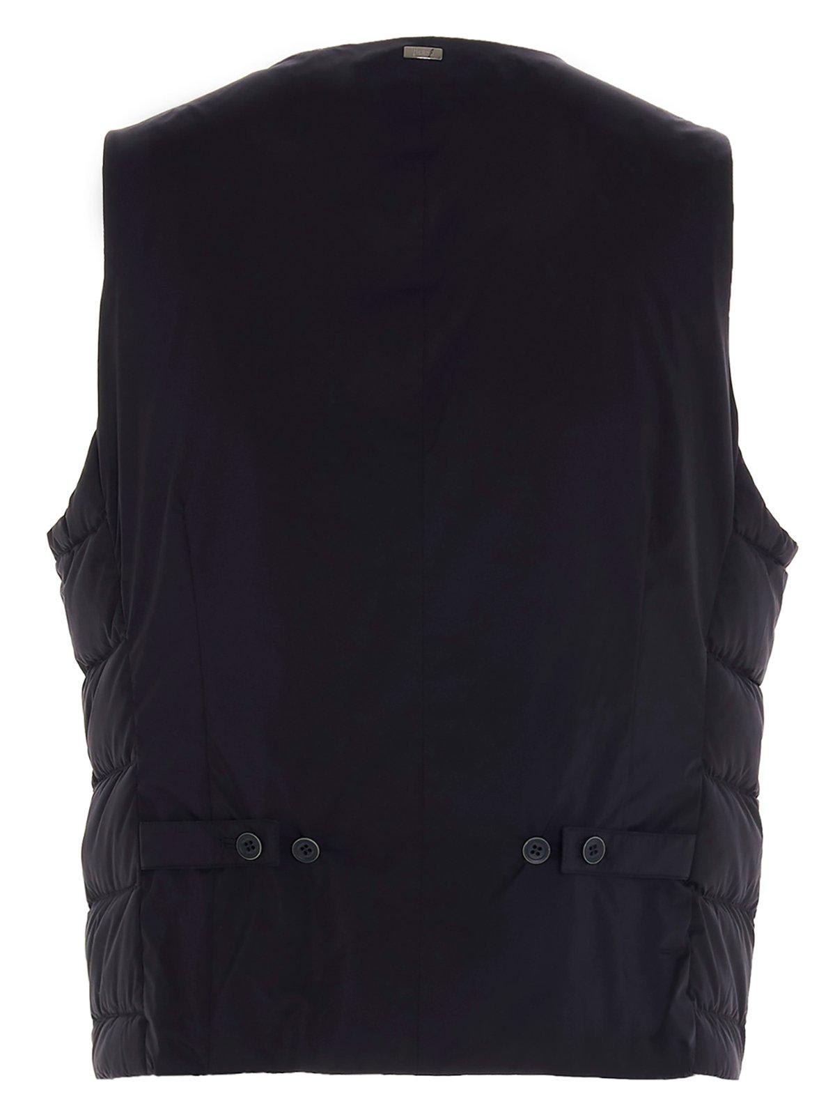 Shop Herno Padded Button-up Gilet Vest In Blu