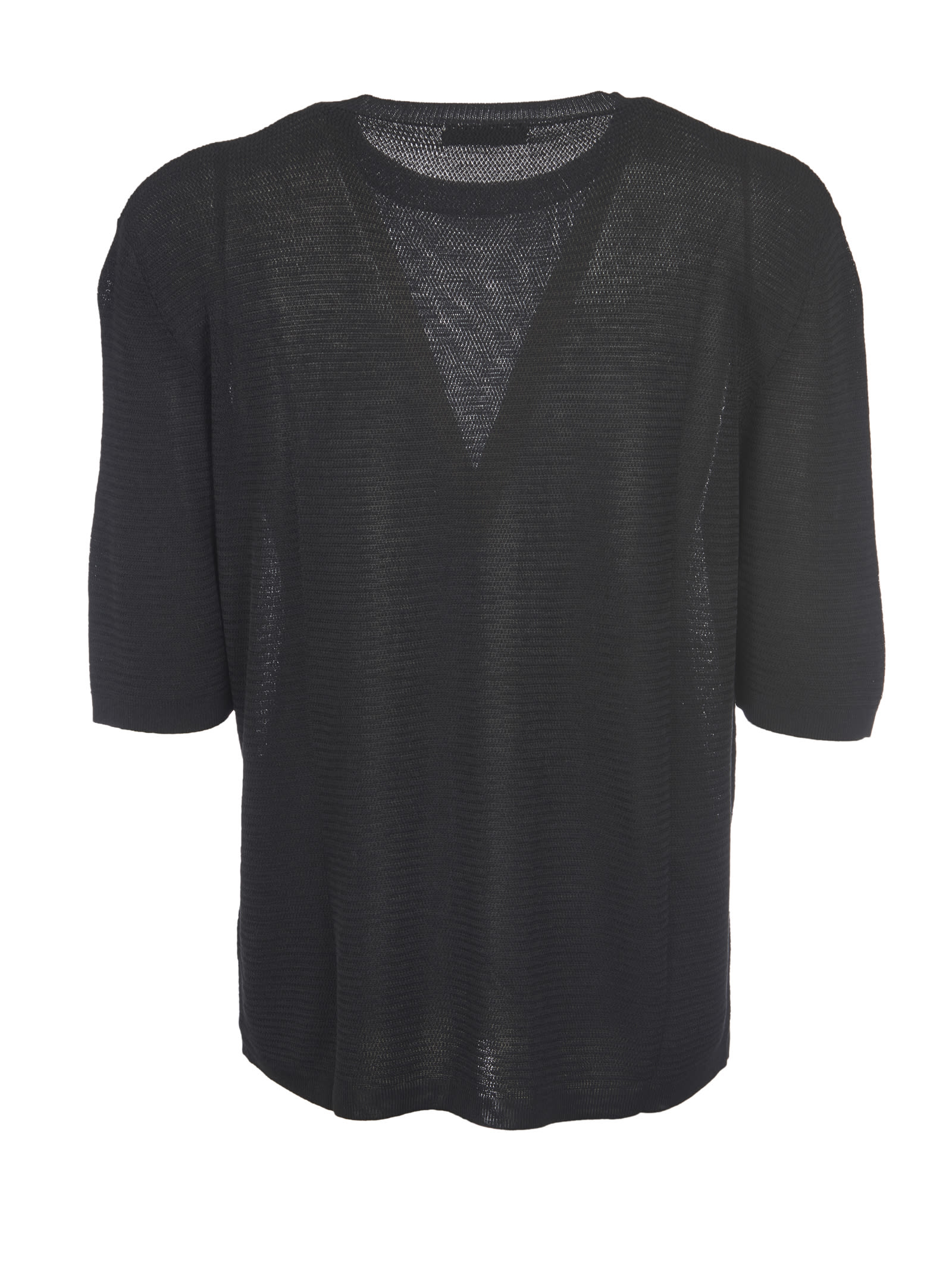 Shop Laneus Knitted Short-sleeve Jumper In Black
