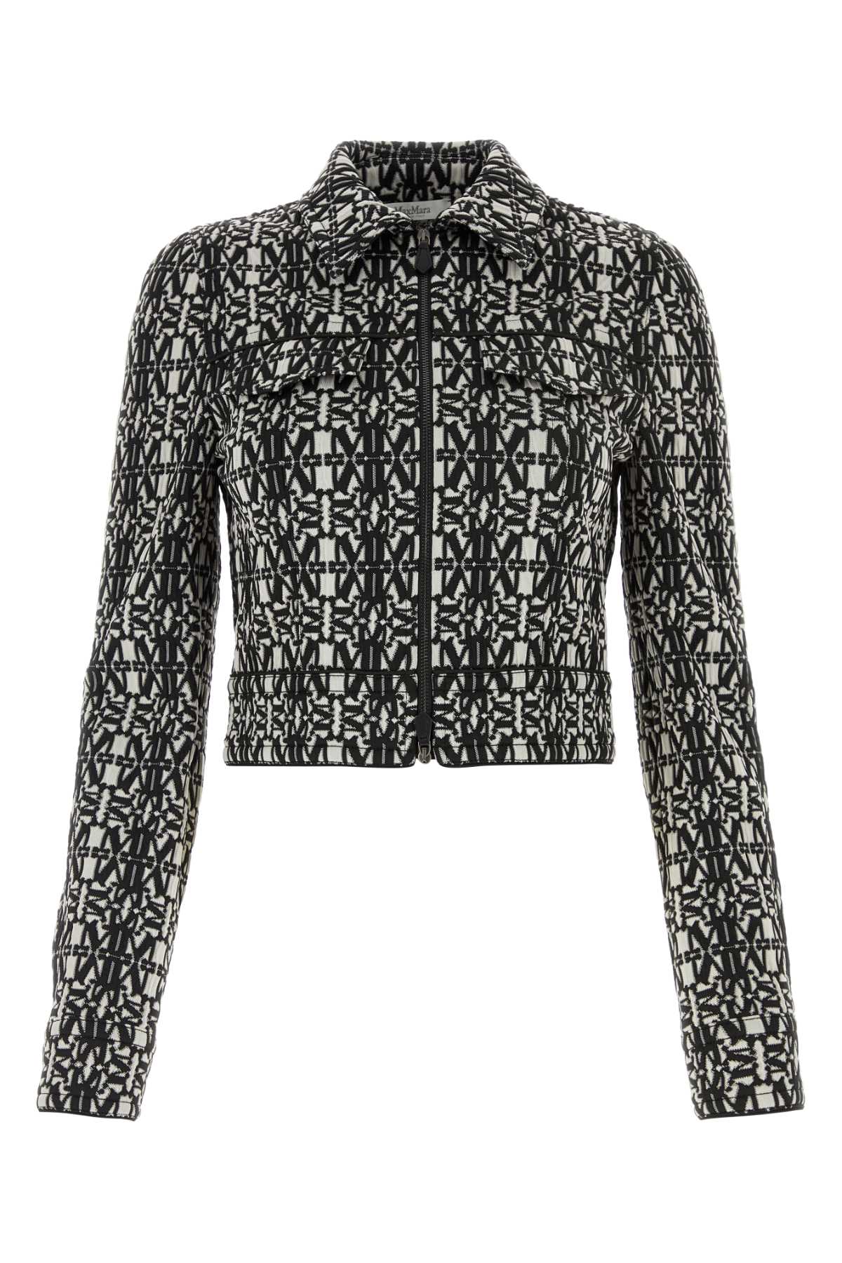 Shop Max Mara Embroidered Jersey Tony Jacket In White