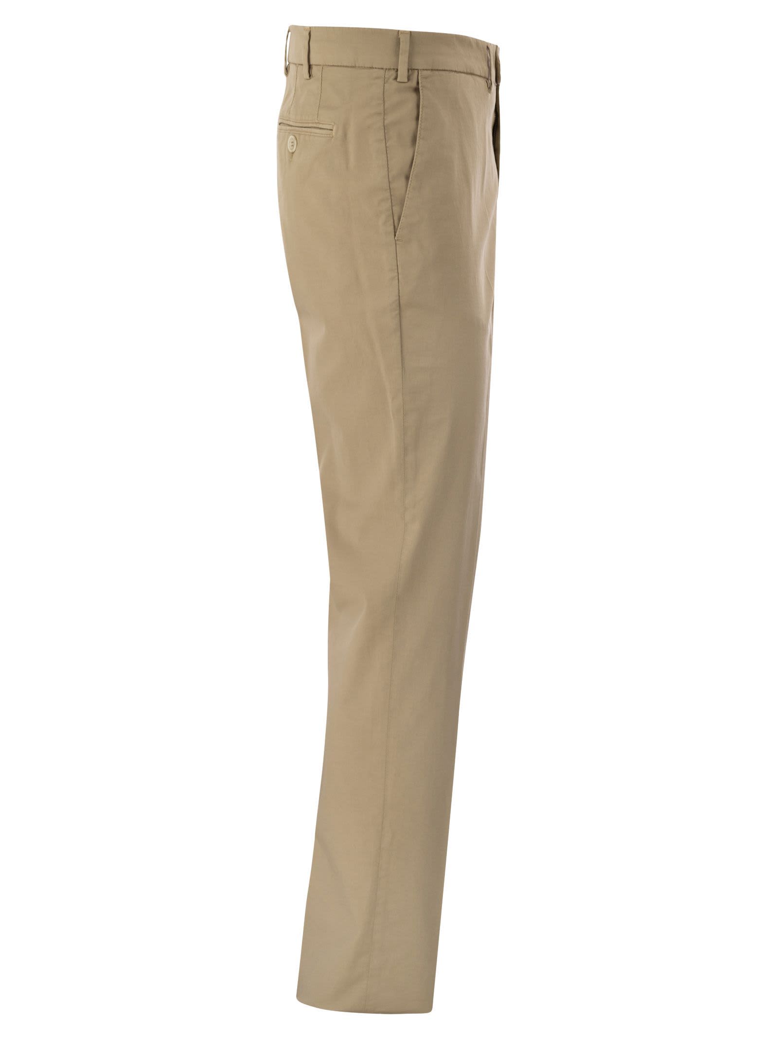 Shop Brunello Cucinelli Italian Fit Cotton Gabardine Trousers In Beige