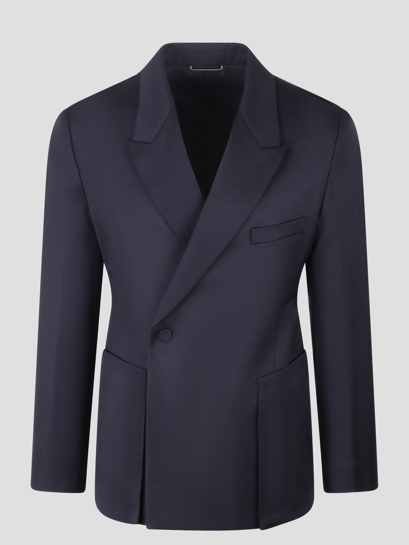 Shop Dior Double Breasted Jacket In Blue