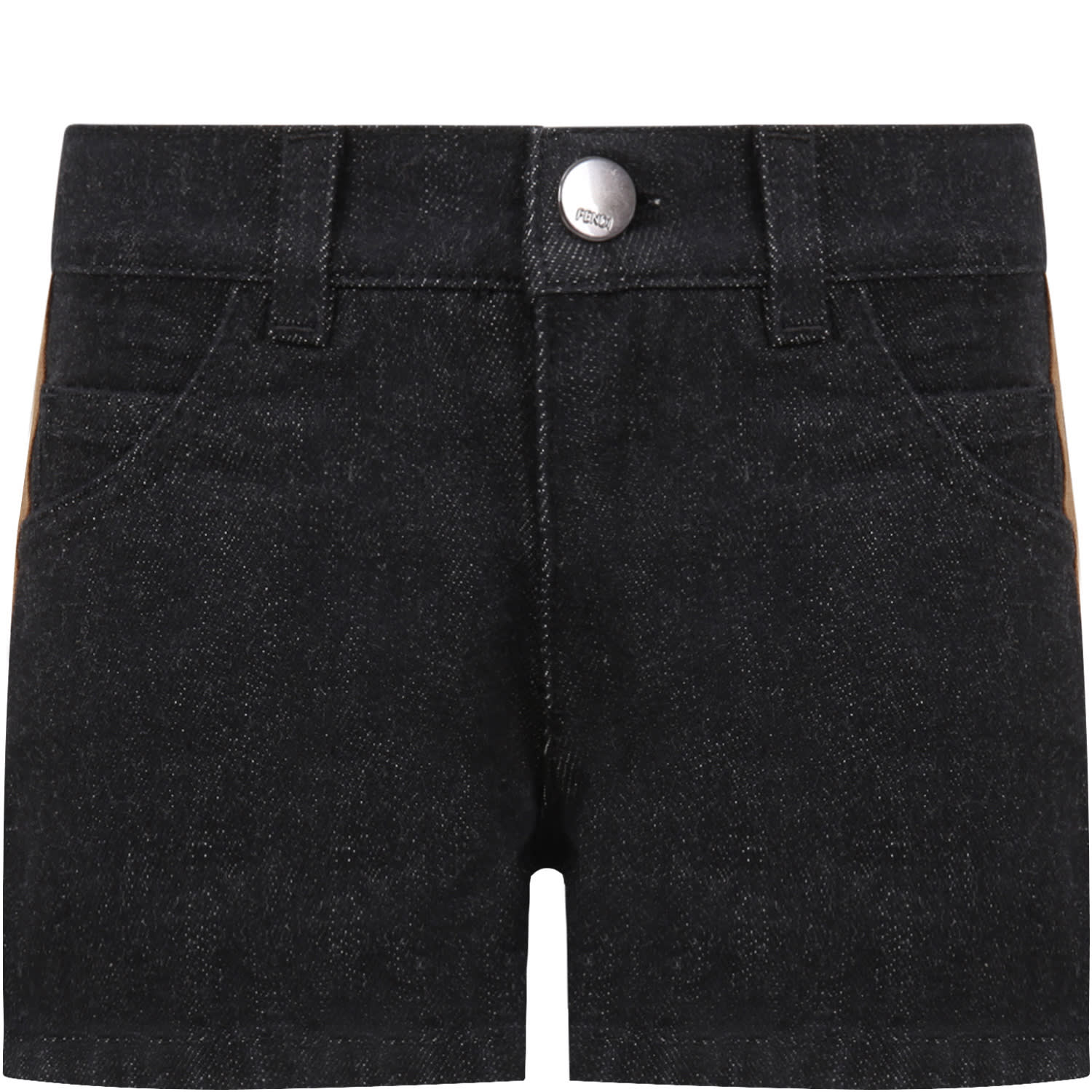 Fendi Black Short For Girl With Iconic Double Ff