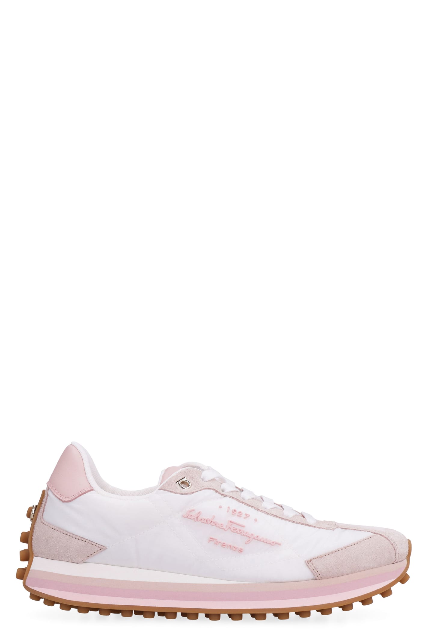 Ferragamo Leather And Fabric Low-top Sneakers In White