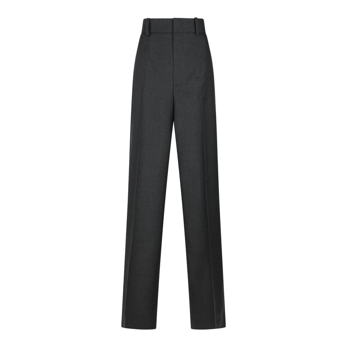 Shop Gucci Gabardine High-waisted Trousers In Grey