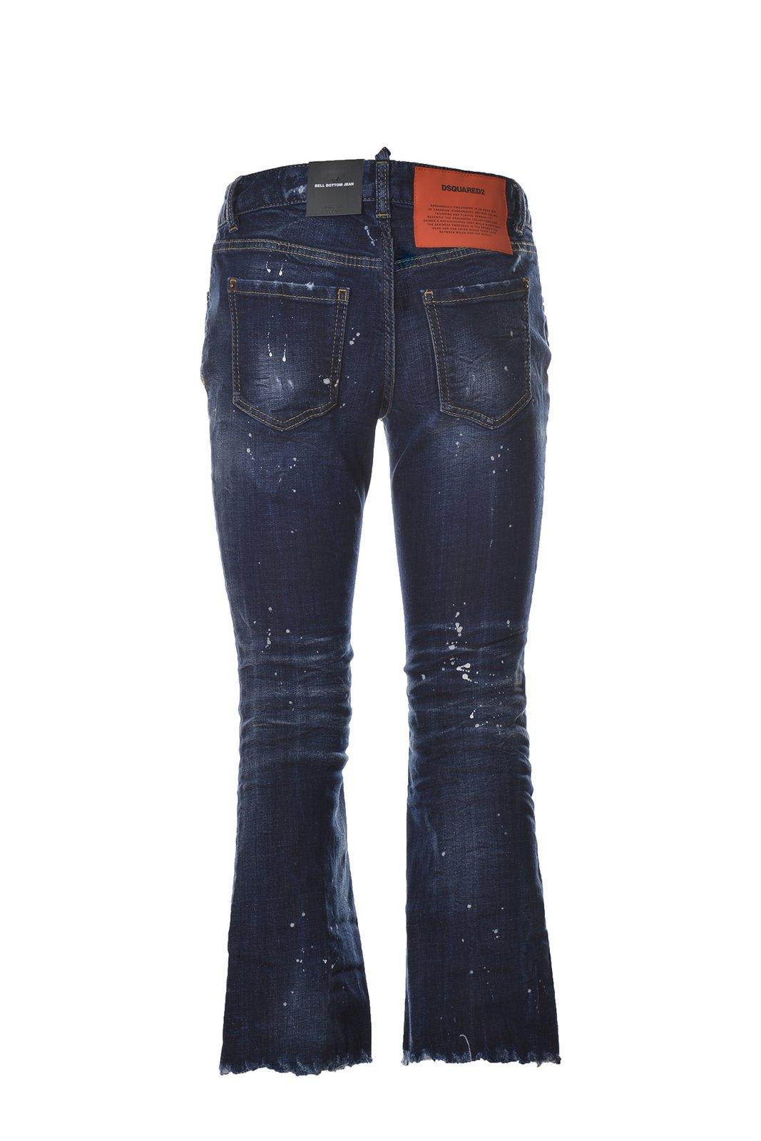 Shop Dsquared2 Distressed Flared Jeans In Blu Denim