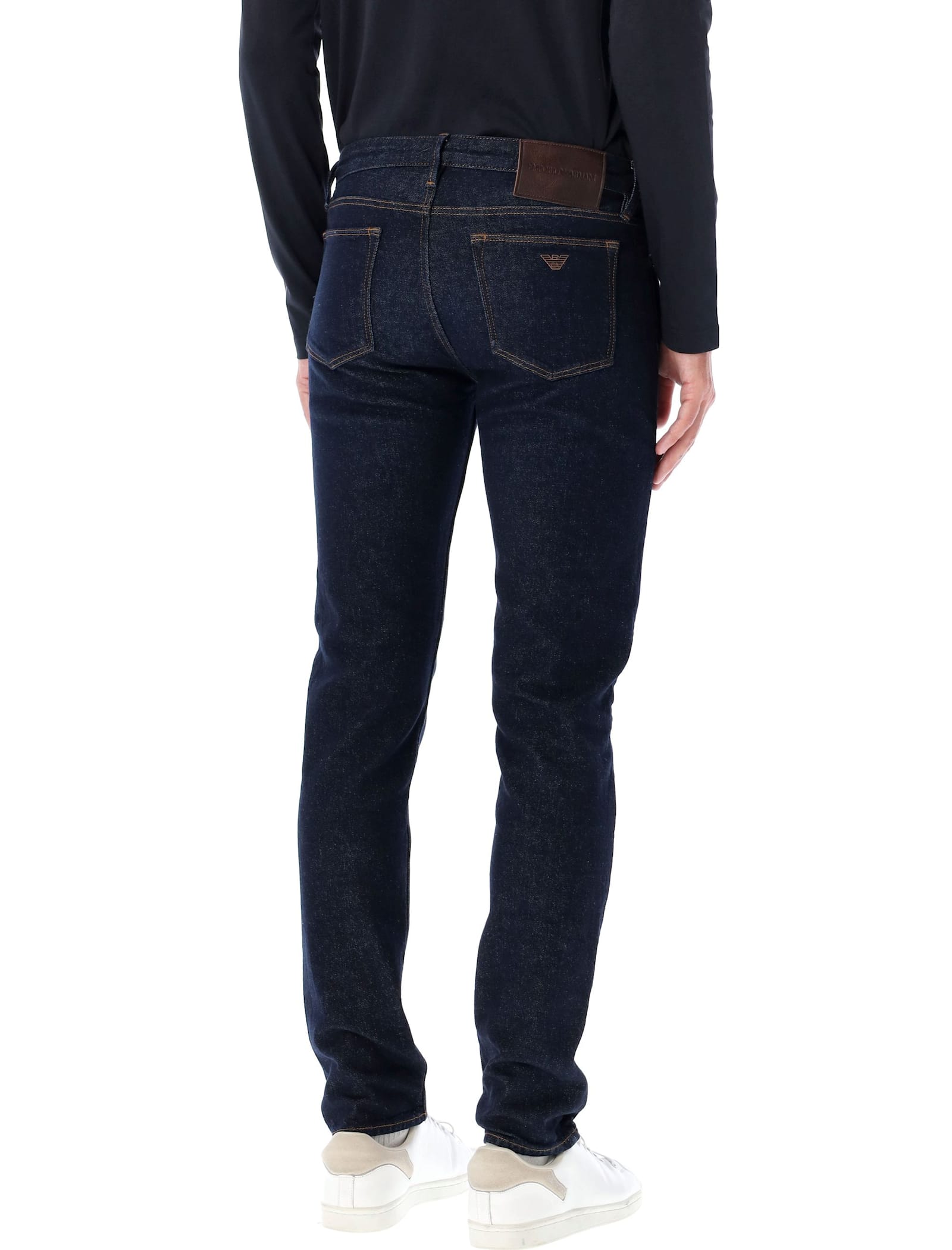 Shop Emporio Armani 5 Pockets Pants In Denim Blu