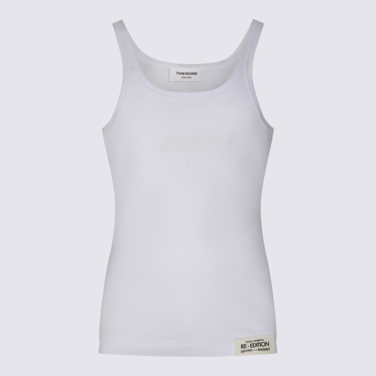 Shop Dolce & Gabbana White Cotton Tank Top