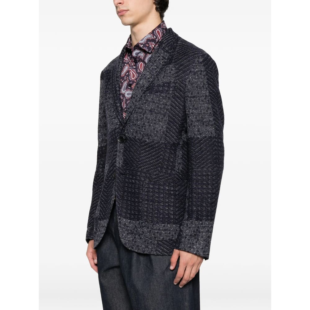 Etro Wool-blend Patchwork Blazer In Black