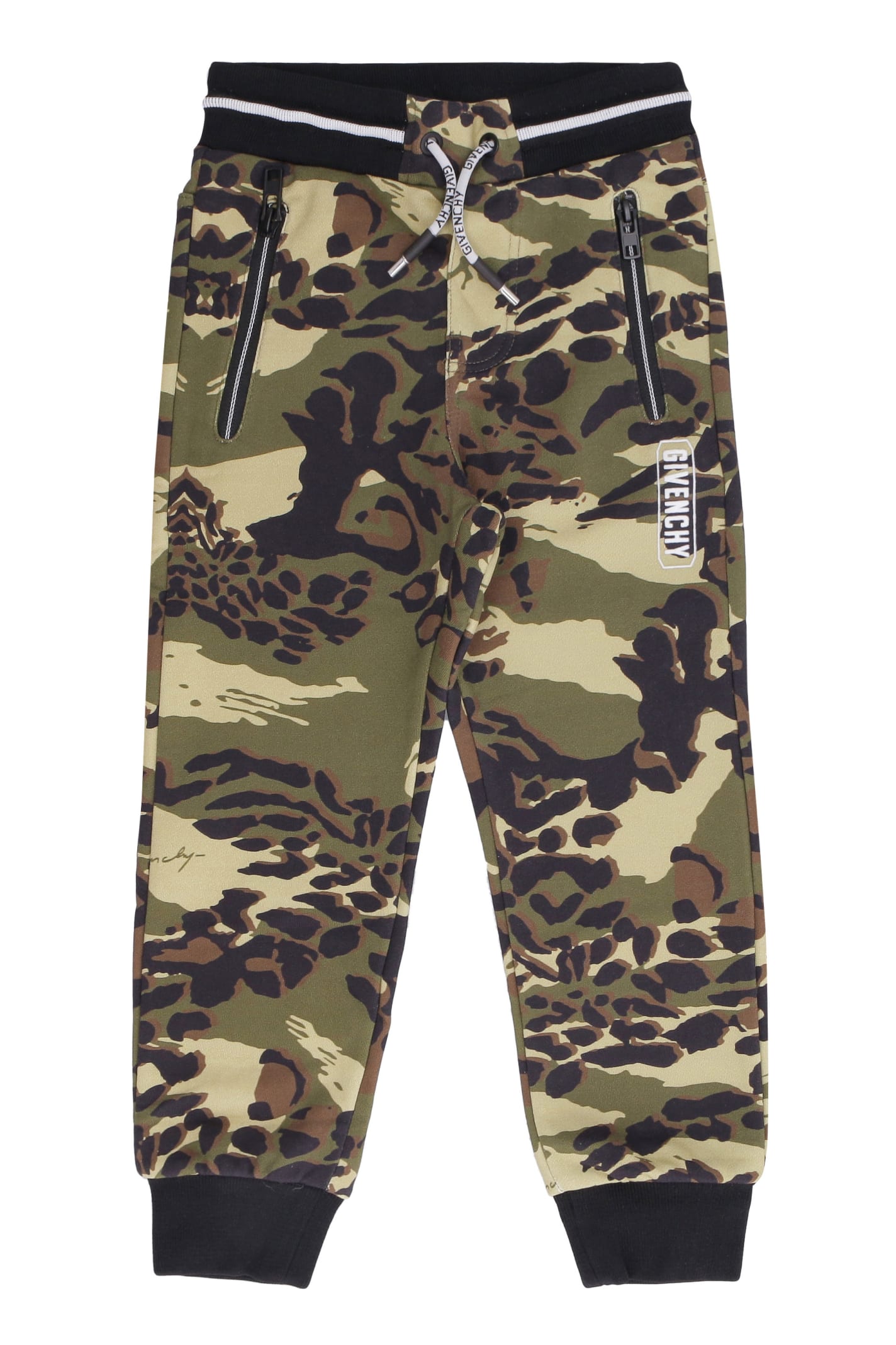 Givenchy Kids' Stretch Cotton Track-pants In Green