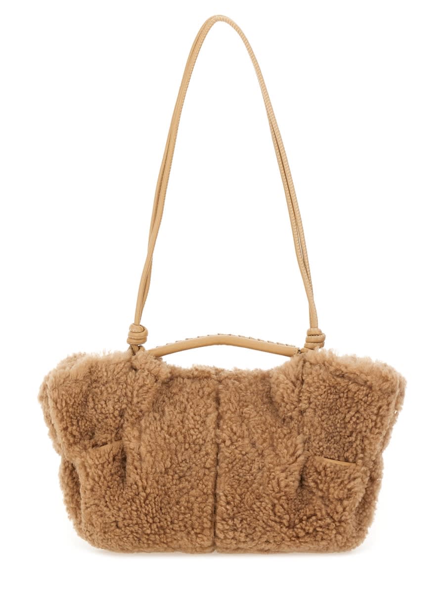Hereu Textured Shoulder Bag Knotted Strap In Sand
