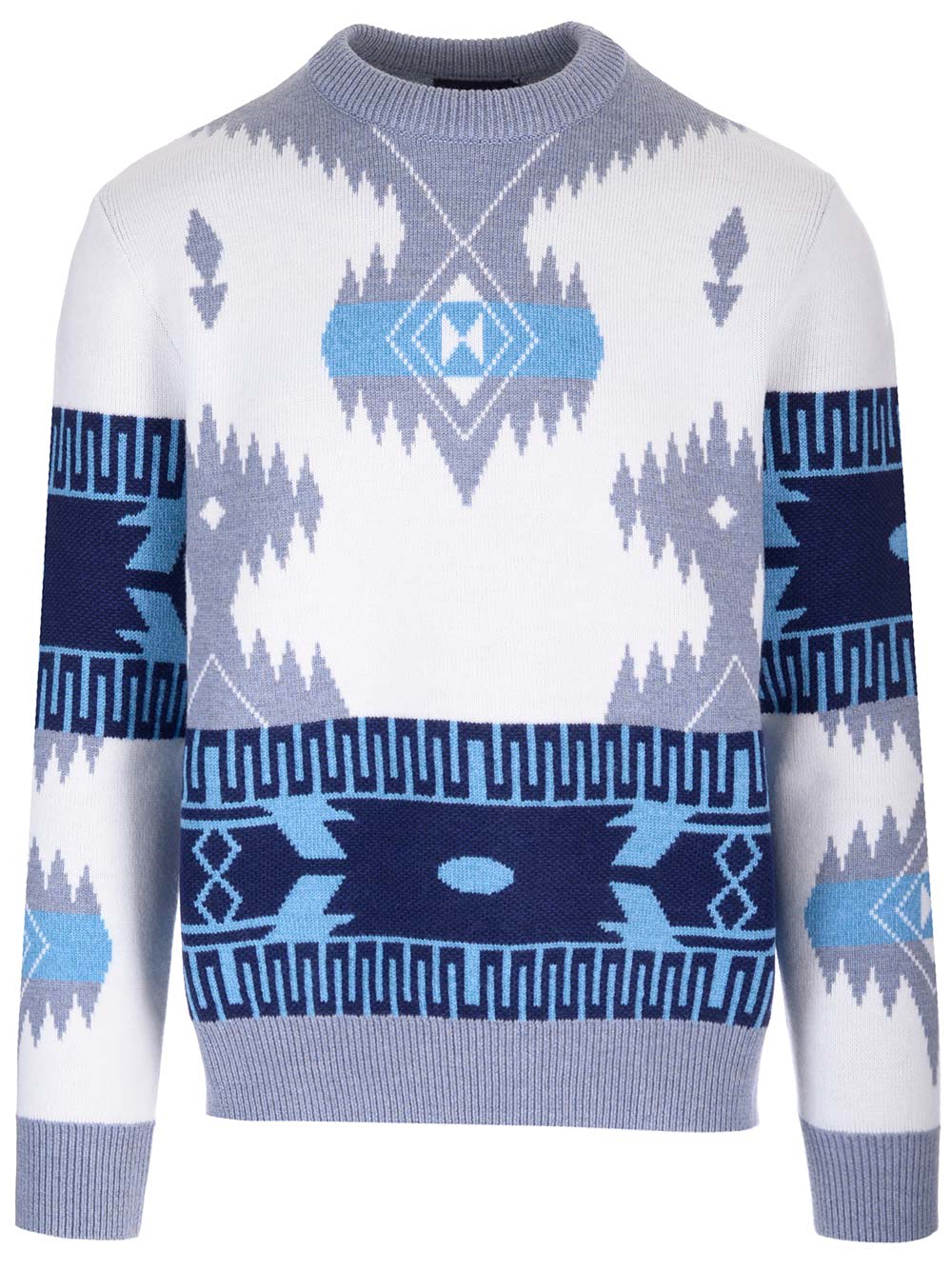 Shop Alanui Icon Jacquard Sweater In White Ice