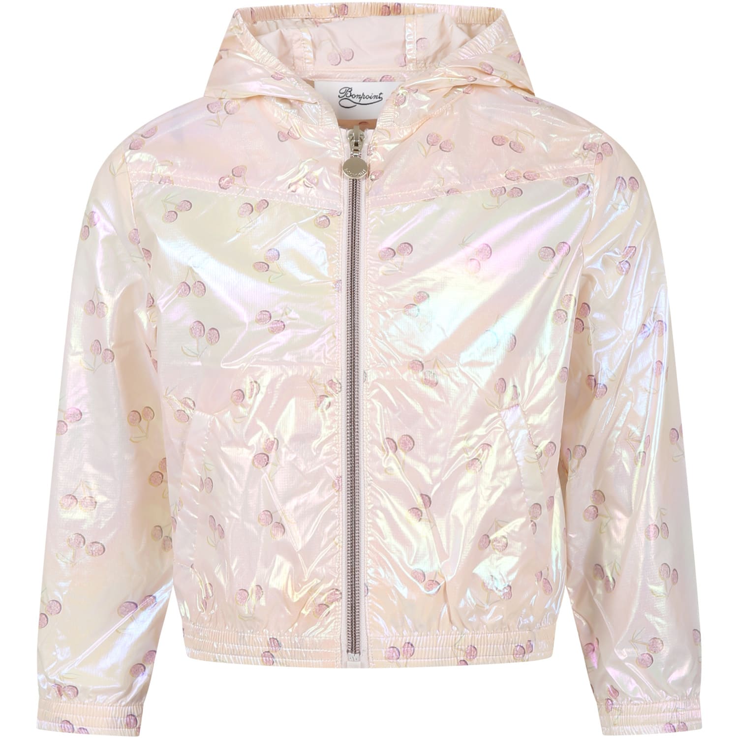 Shop Bonpoint Pink Windbreaker For Girl With All-over Cherries