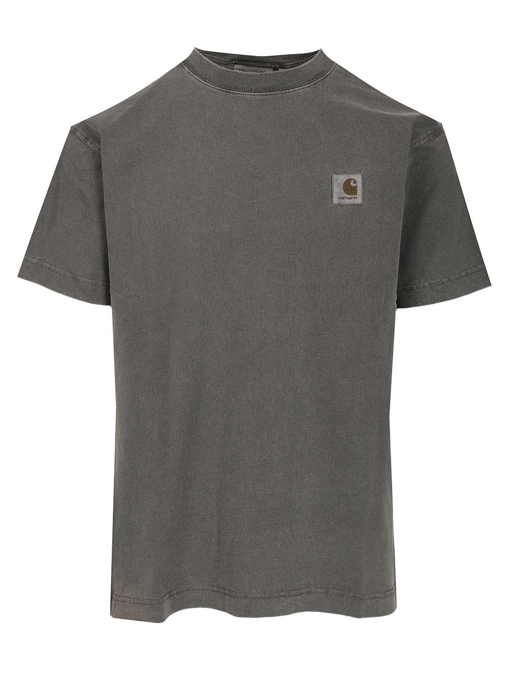 Carhartt Nelson Logo-patch Crewneck T-shirt In Gray