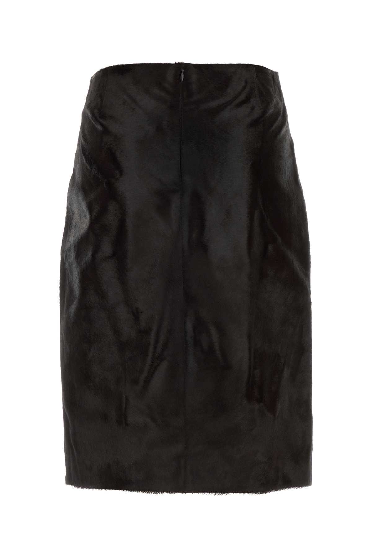 Loulou Studio Loulou Dark Brown Calf Hair Myra Skirt In Brown
